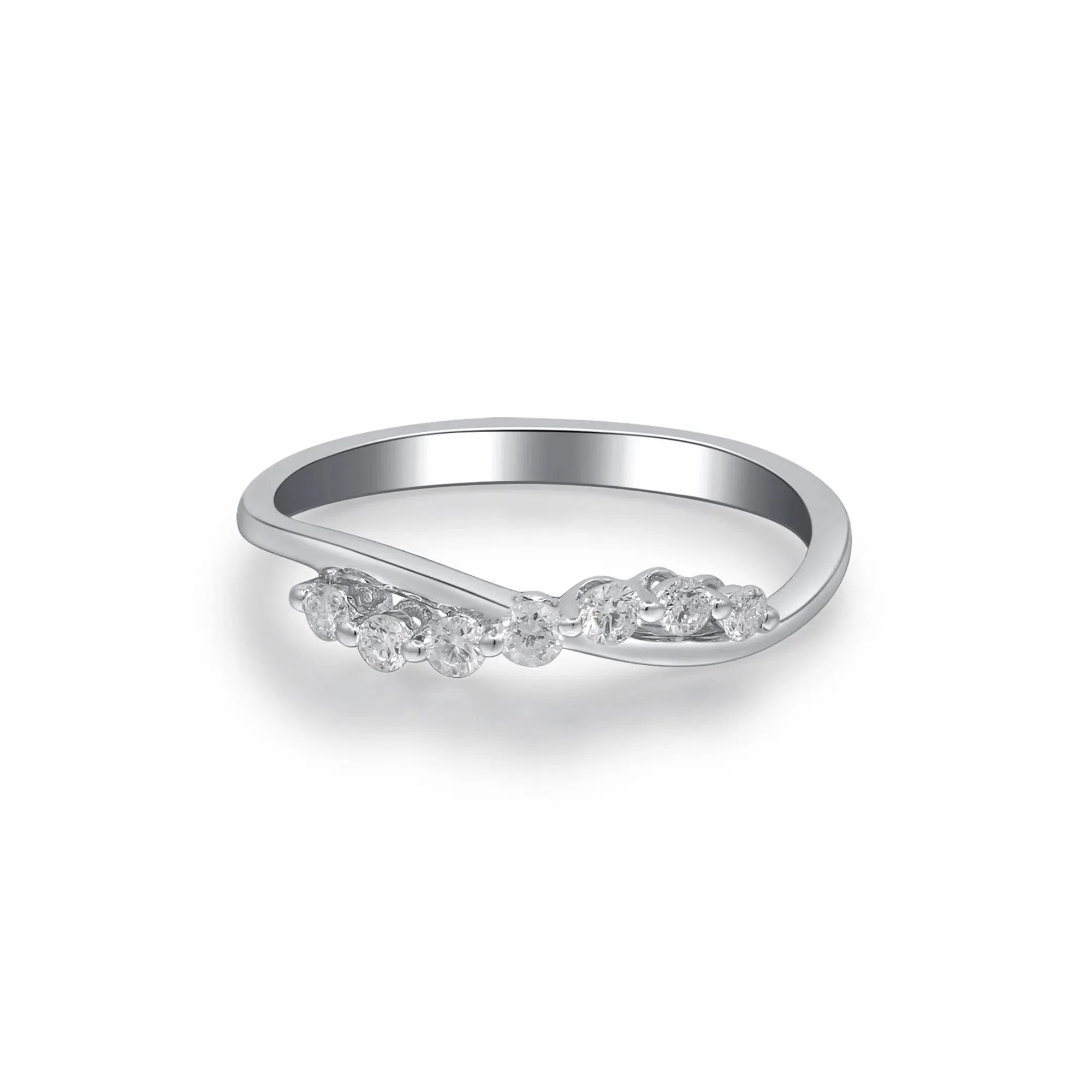 1/5 CT. Tw. Diamond Ring 10K White Gold Round Brilliant Cut Size 7.5 2mm - Image 4