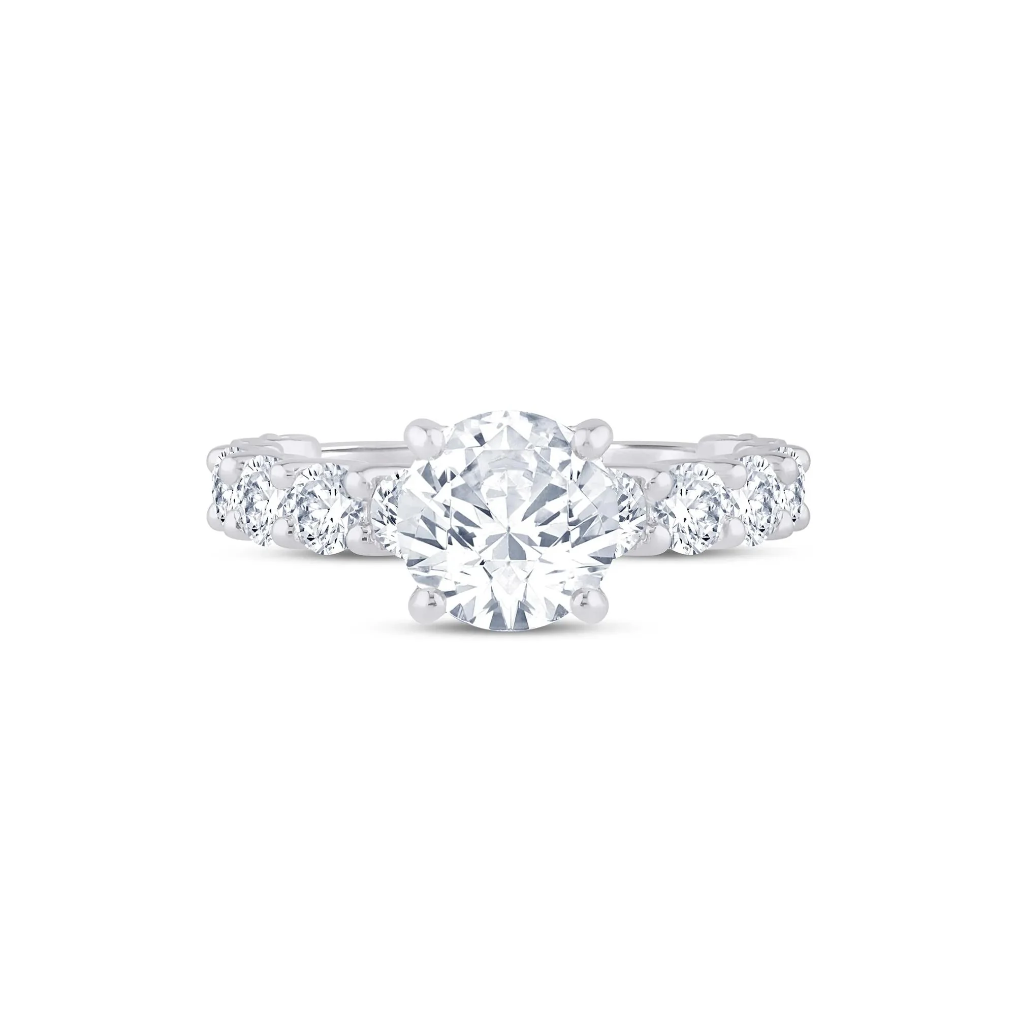 4 CT. Tw. Lab Grown Diamond Round Engagement Ring 14K White Gold Size 7.5 2mm
