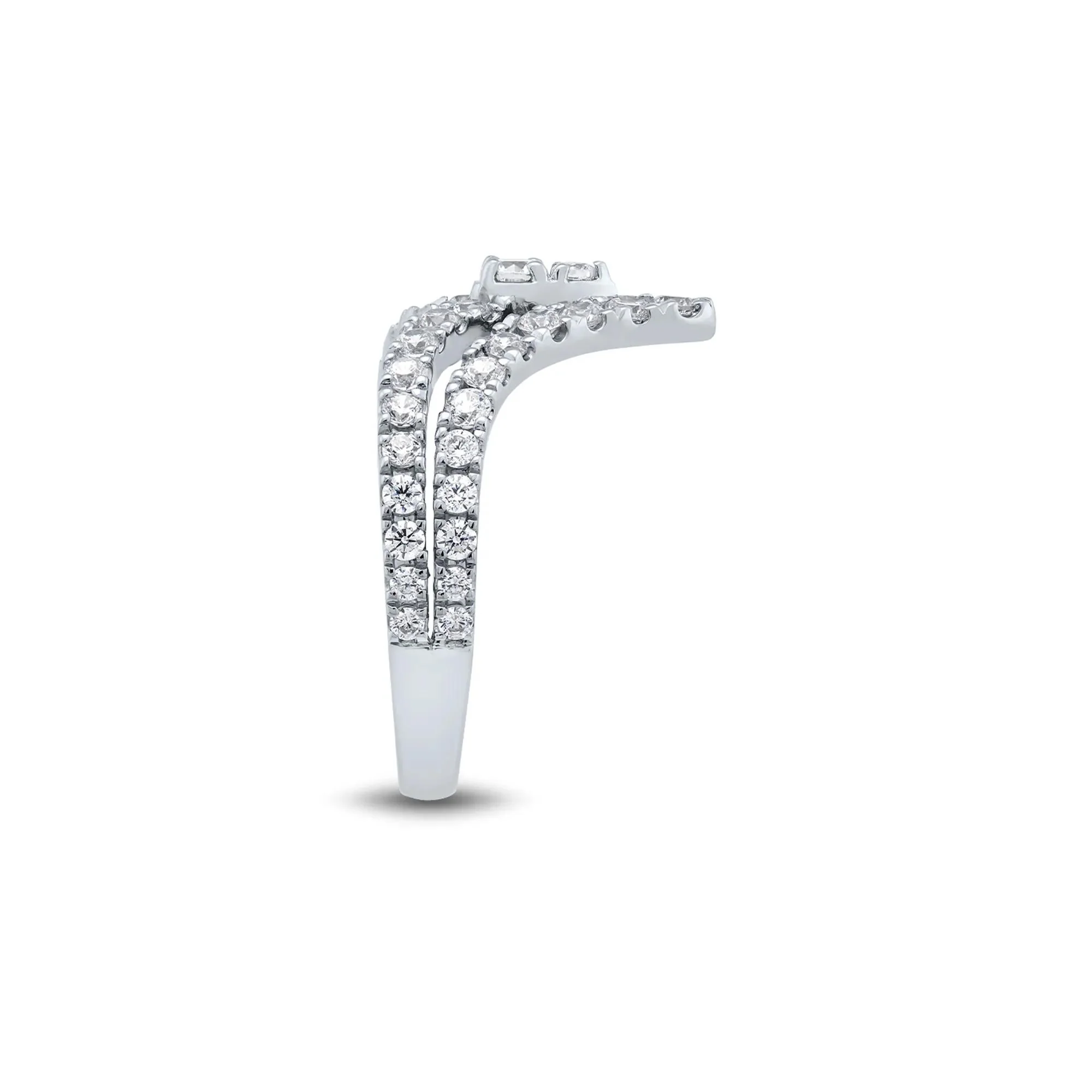 1 CT. Tw. Lab Grown Diamond Chevron Ring 14K White Gold Round Brilliant Cut Size 6.5 - Image 3