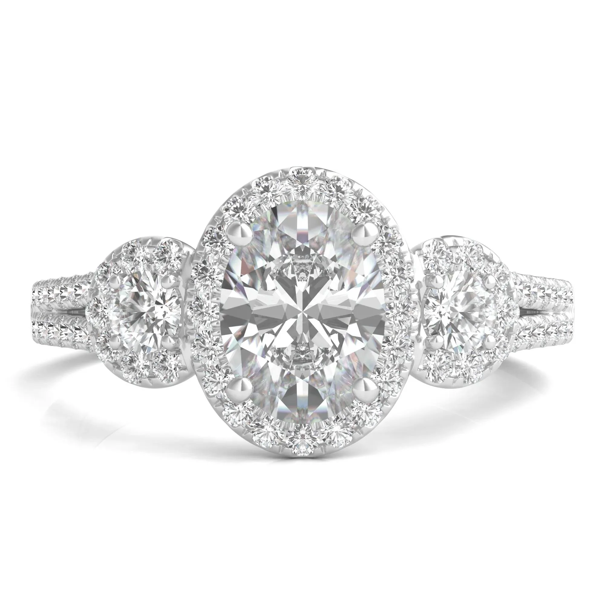 1 3/4 CT. Tw. Lab Grown Diamond Oval-Shaped Engagement Ring 14K White Gold Round Brilliant Cut Size 6