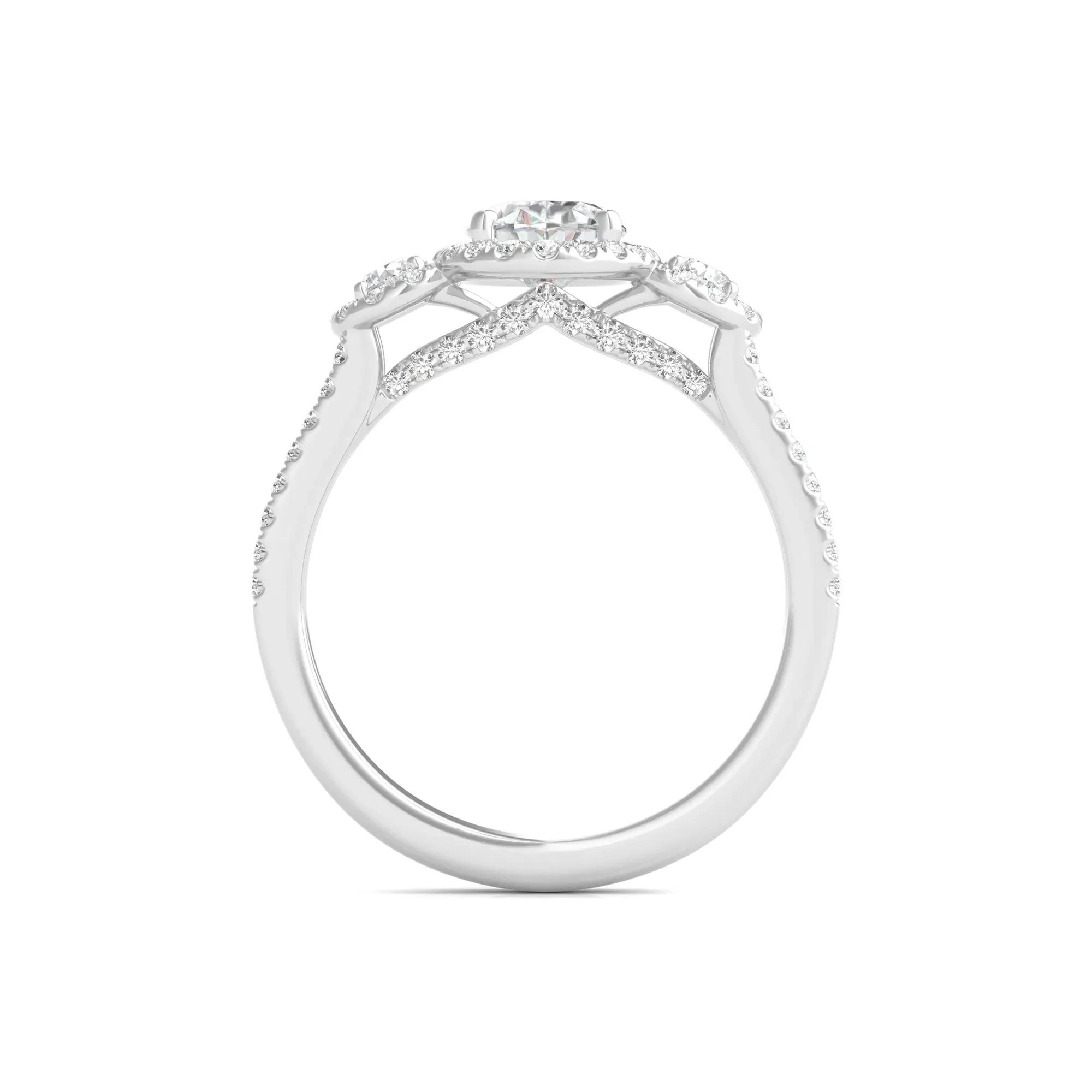 1 3/4 CT. Tw. Lab Grown Diamond Oval-Shaped Engagement Ring 14K White Gold Round Brilliant Cut Size 6.5 - Image 2