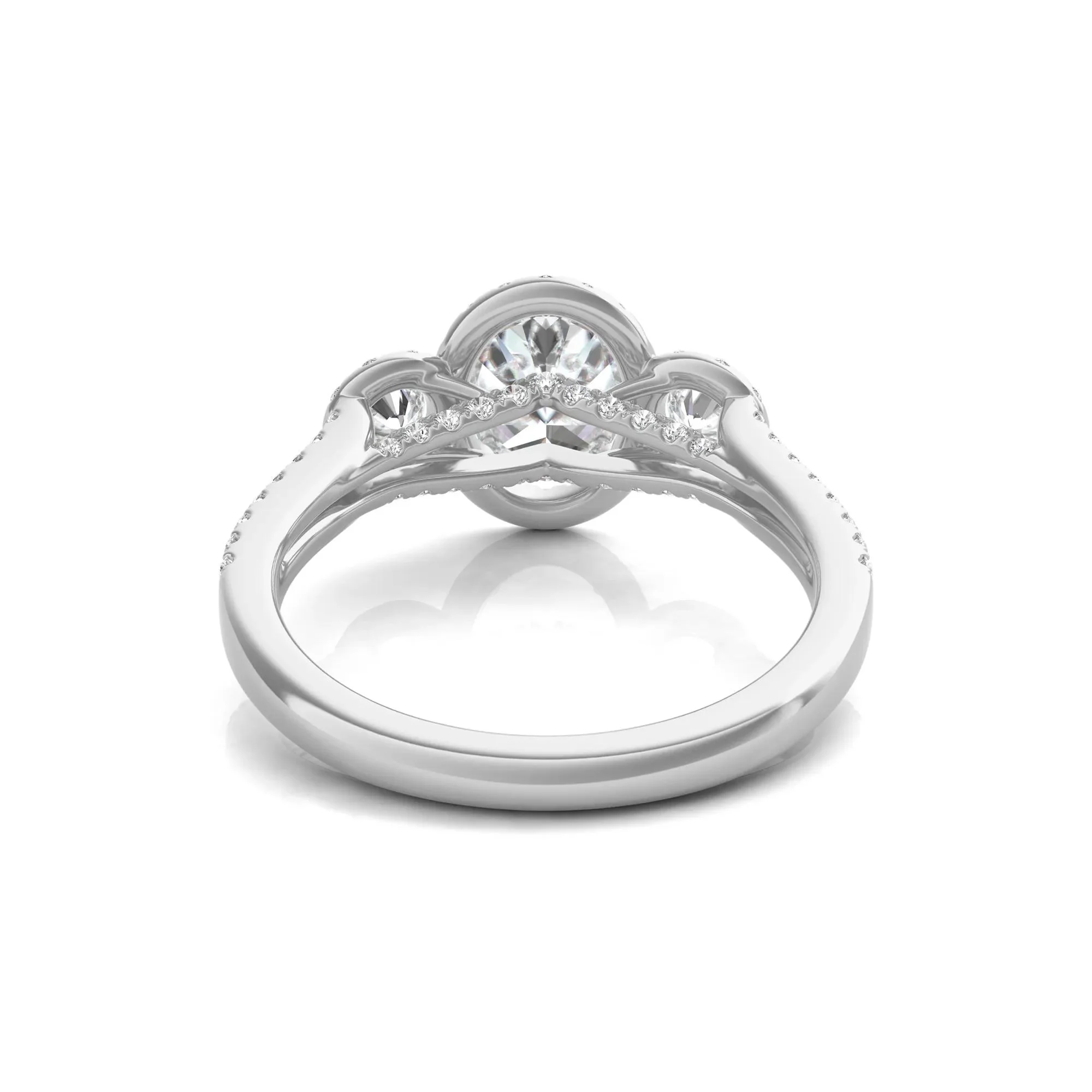 1 3/4 CT. Tw. Lab Grown Diamond Oval-Shaped Engagement Ring 14K White Gold Round Brilliant Cut Size 6.5 - Image 4