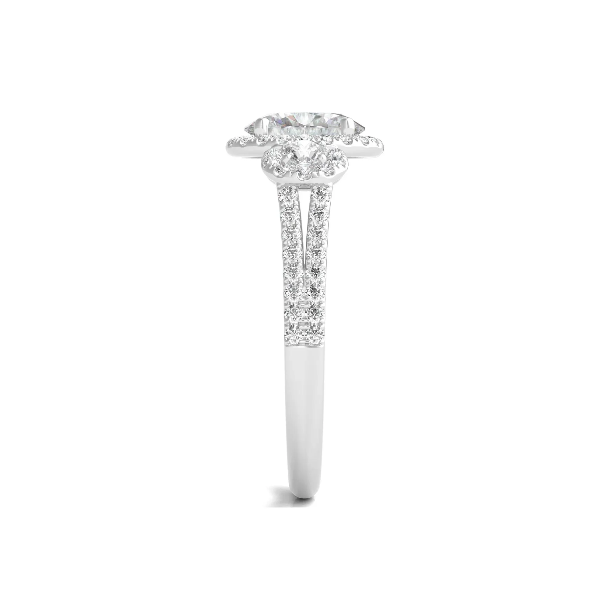 1 3/4 CT. Tw. Lab Grown Diamond Oval-Shaped Engagement Ring 14K White Gold Round Brilliant Cut Size 8 - Image 3