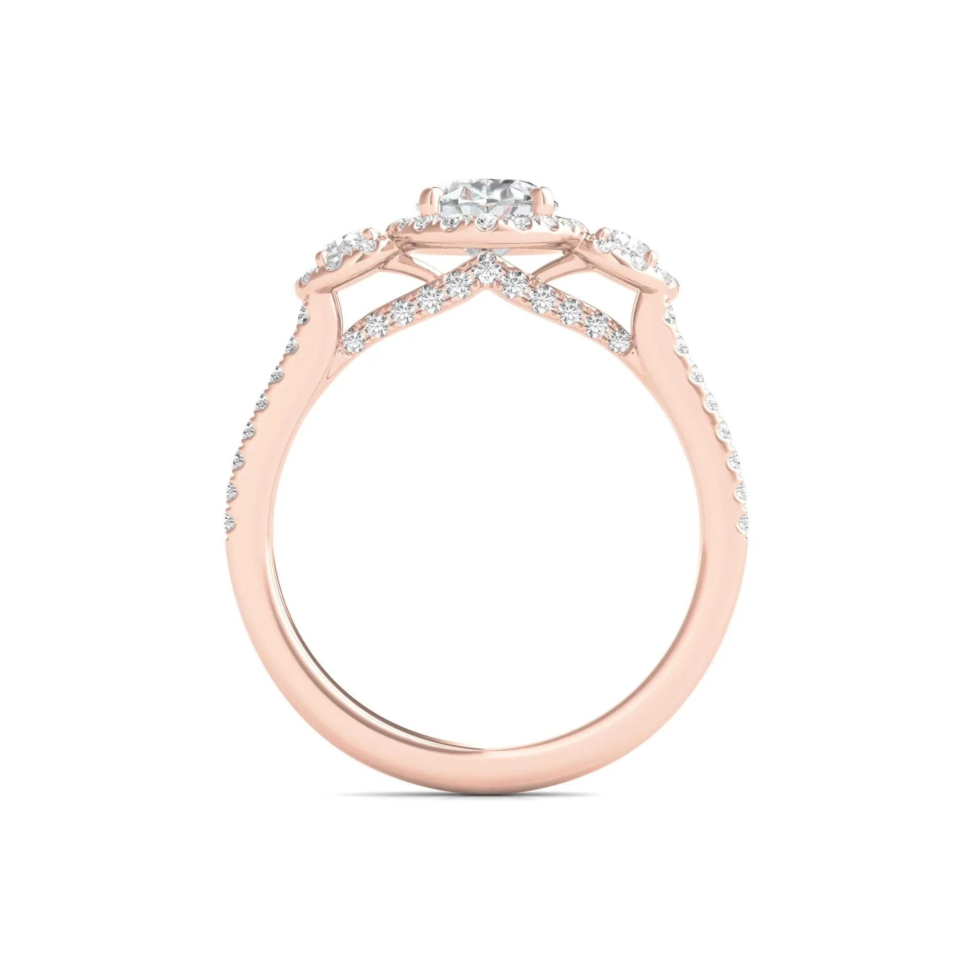 1 3/4 CT. Tw. Lab Grown Diamond Oval-Shaped Engagement Ring 14K Rose Gold Round Brilliant Cut Size 7 - Image 2