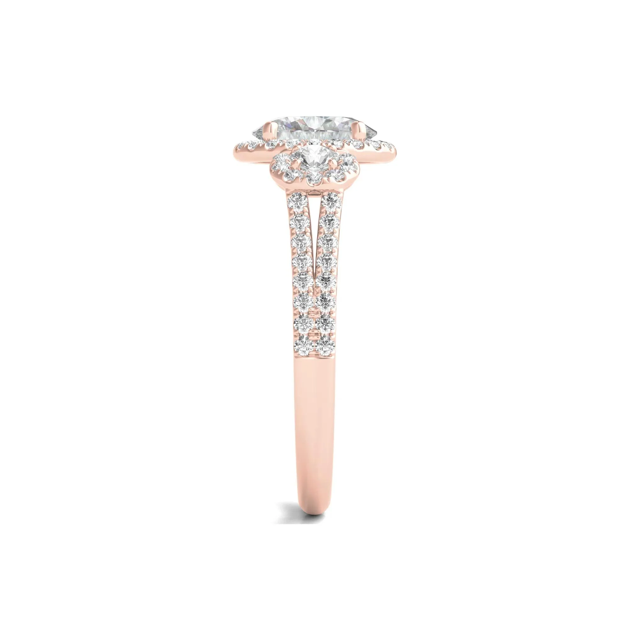 1 3/4 CT. Tw. Lab Grown Diamond Oval-Shaped Engagement Ring 14K Rose Gold Round Brilliant Cut Size 7.5 - Image 3