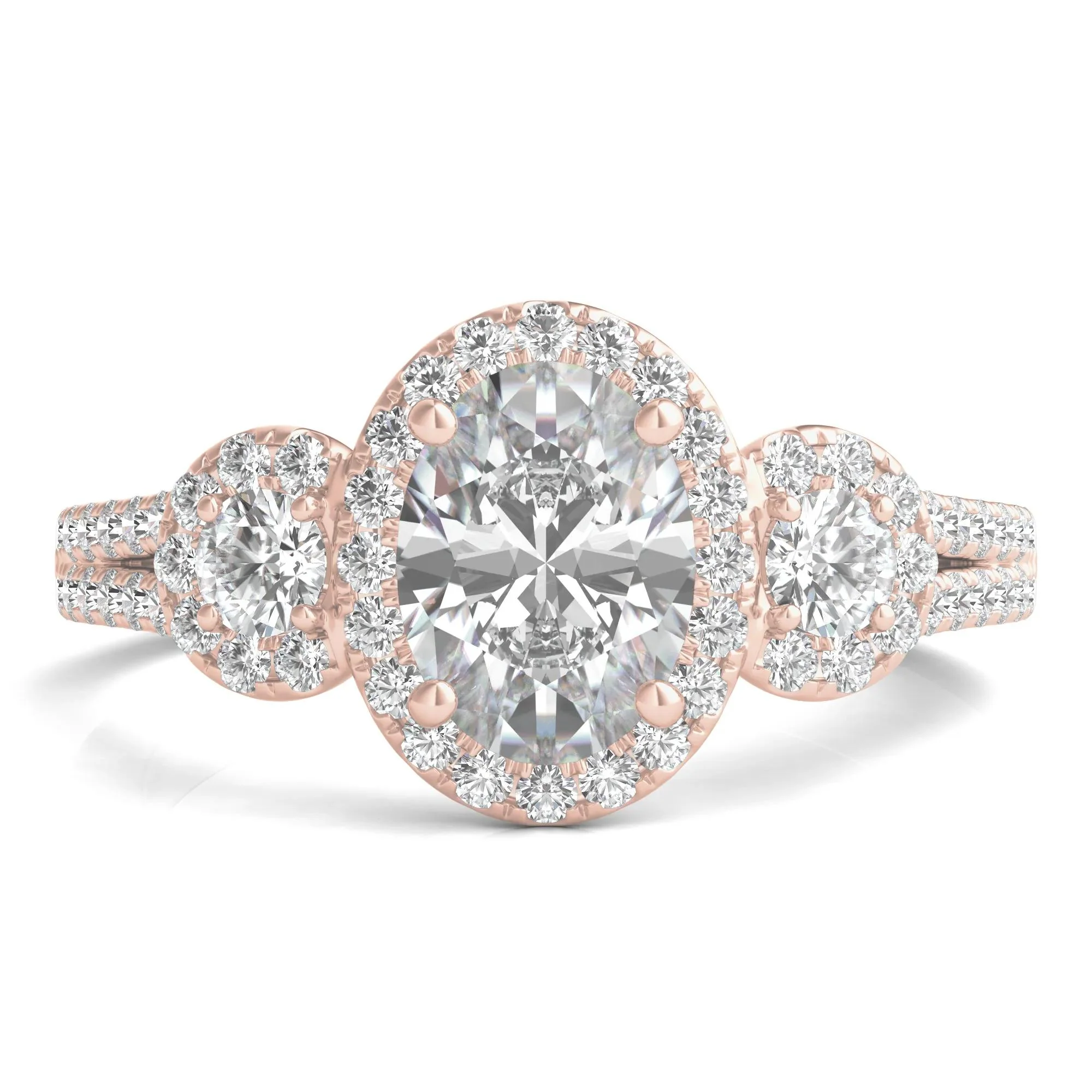 1 3/4 CT. Tw. Lab Grown Diamond Oval-Shaped Engagement Ring 14K Rose Gold Round Brilliant Cut Size 8.5