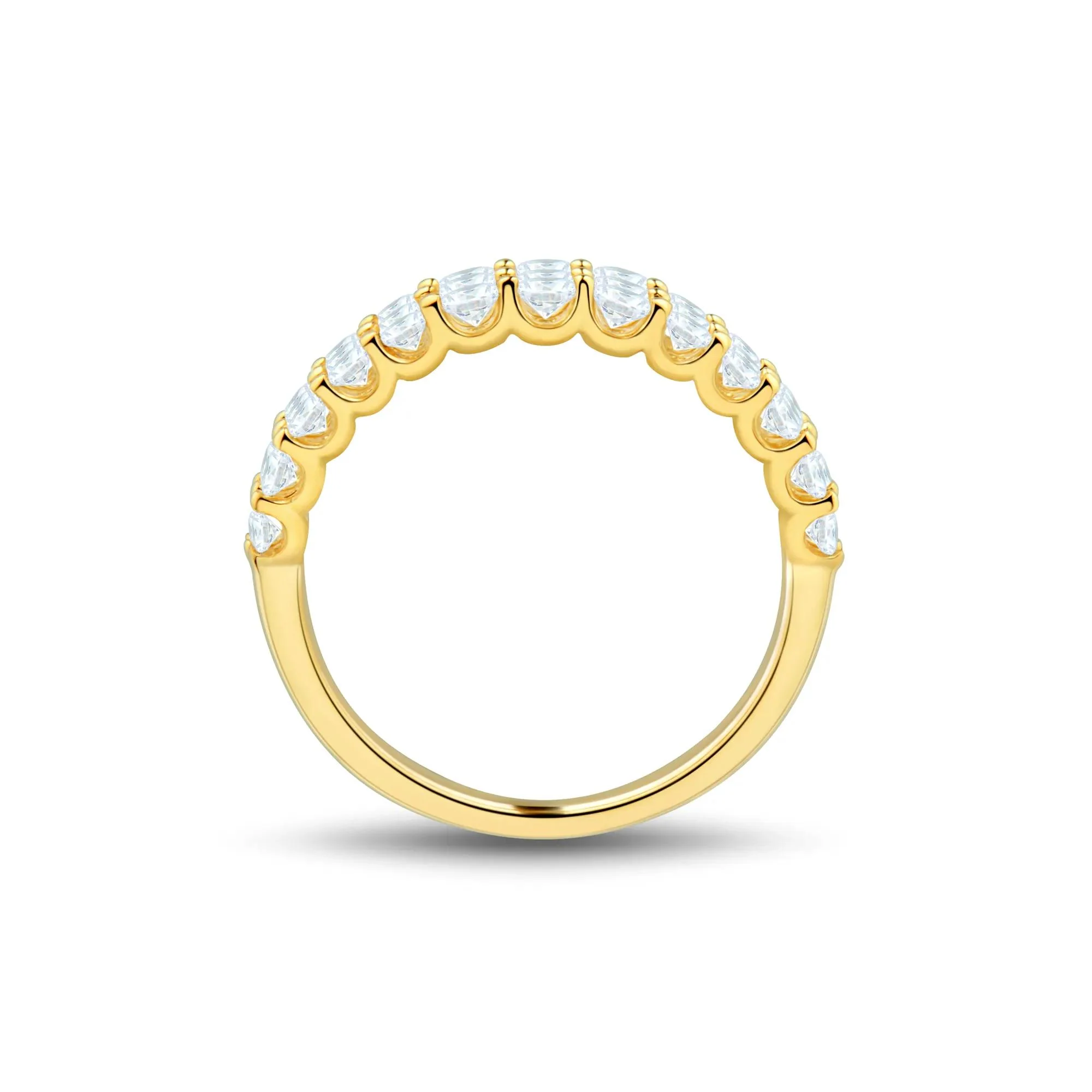 1 CT. Tw. Lab Grown Diamond Multi-Row Band Ring 10K Yellow Gold Round Brilliant Cut Size 6.5 1mm - Image 2
