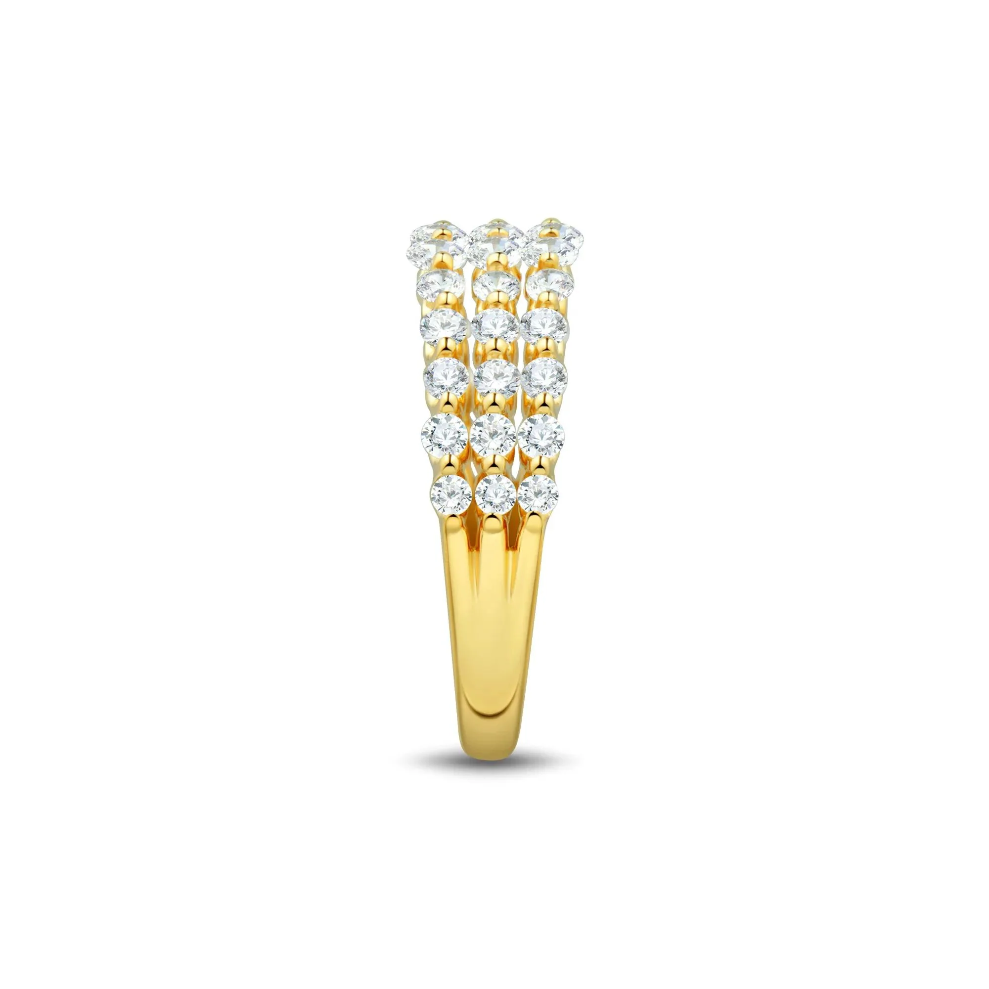1 CT. Tw. Lab Grown Diamond Multi-Row Band Ring 10K Yellow Gold Round Brilliant Cut Size 8.5 1mm - Image 3