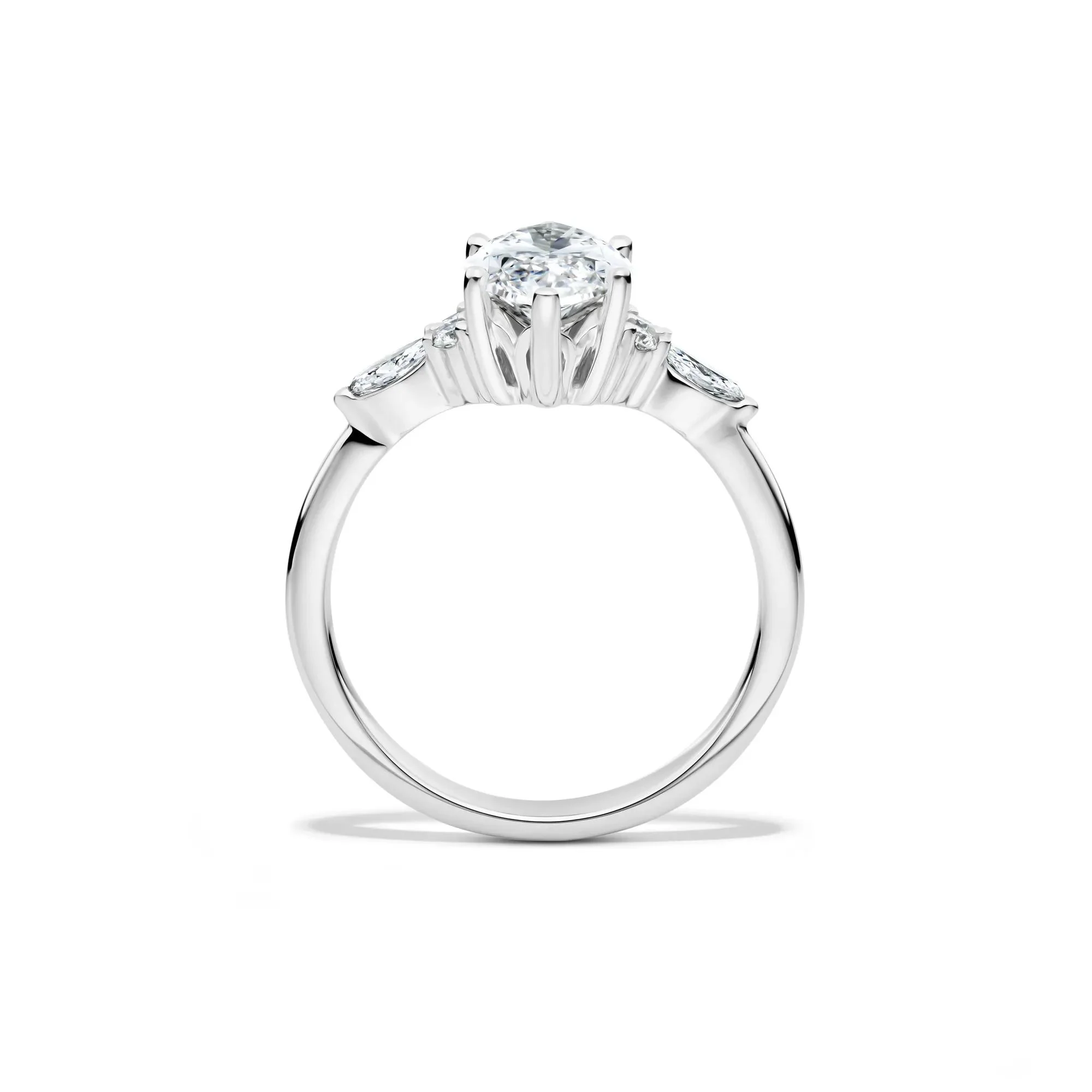 2 1/4 CT. Tw. Lab Grown Diamond Marquise-Cut Engagement Ring 14K White Gold Round Brilliant Cut Size 7 1mm - Image 2