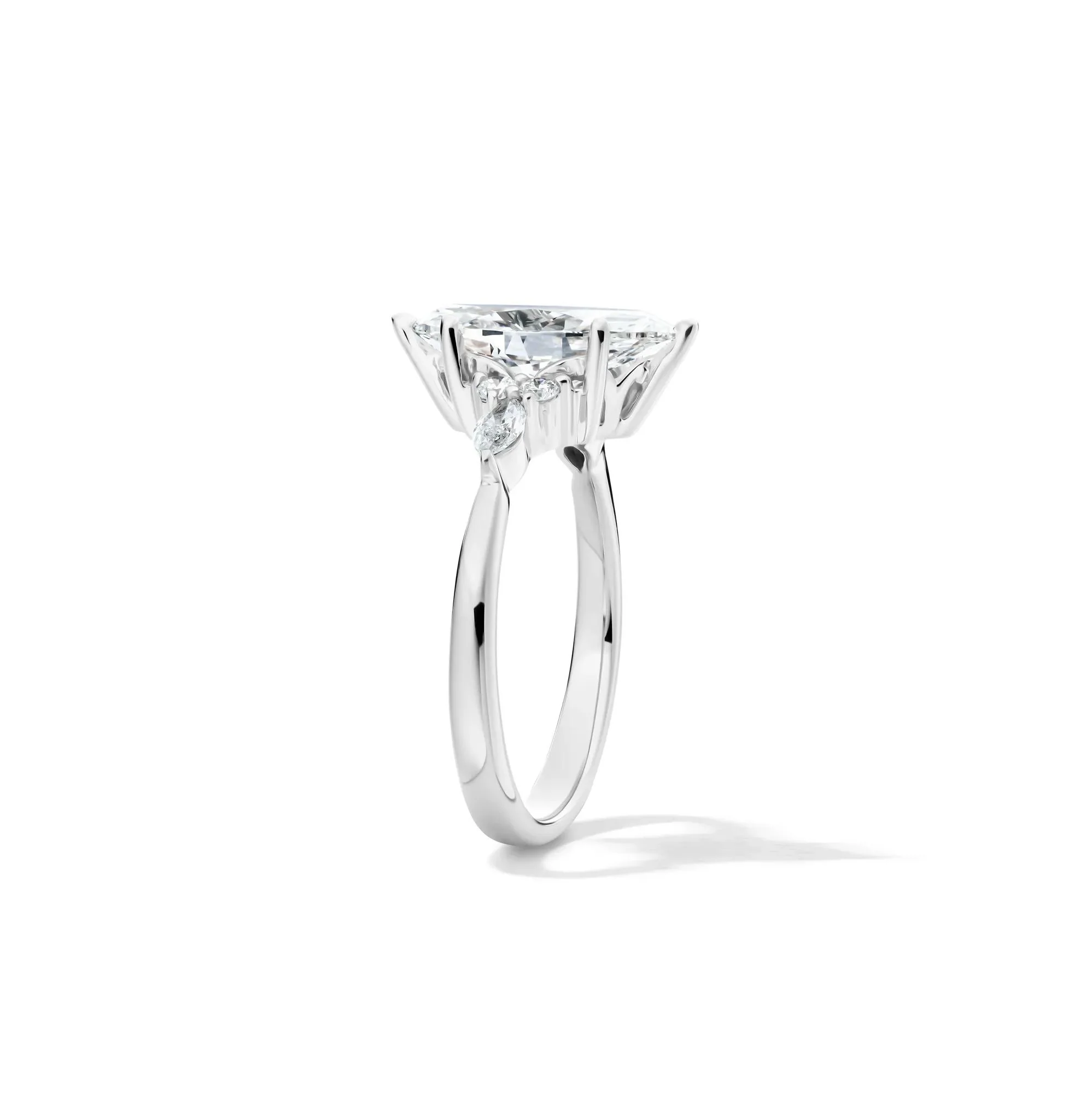 2 1/4 CT. Tw. Lab Grown Diamond Marquise-Cut Engagement Ring 14K White Gold Round Brilliant Cut Size 8.5 1mm - Image 3