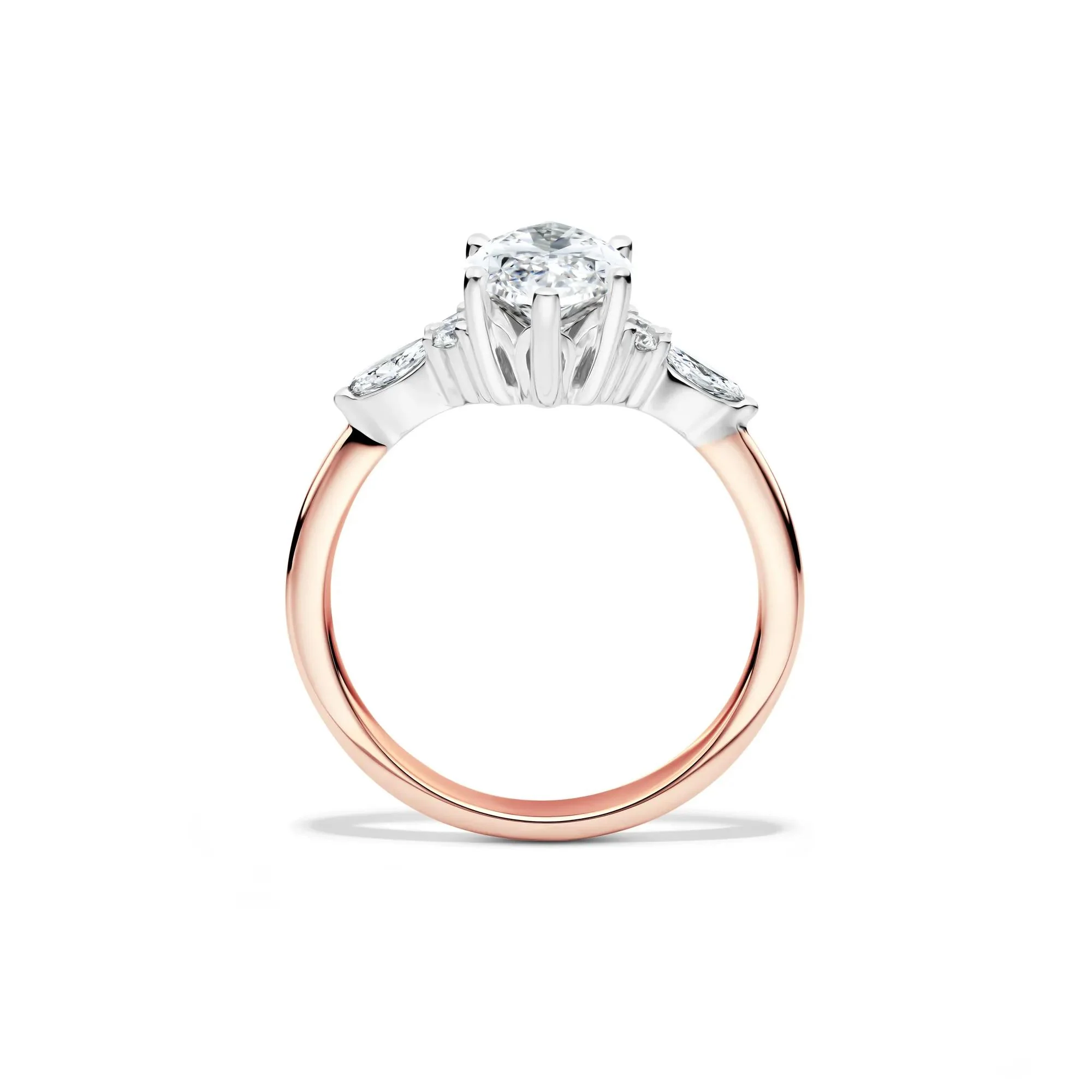 2 1/4 CT. Tw. Lab Grown Diamond Marquise-Cut Engagement Ring 14K Rose and White Gold Size 5.5 1mm - Image 2