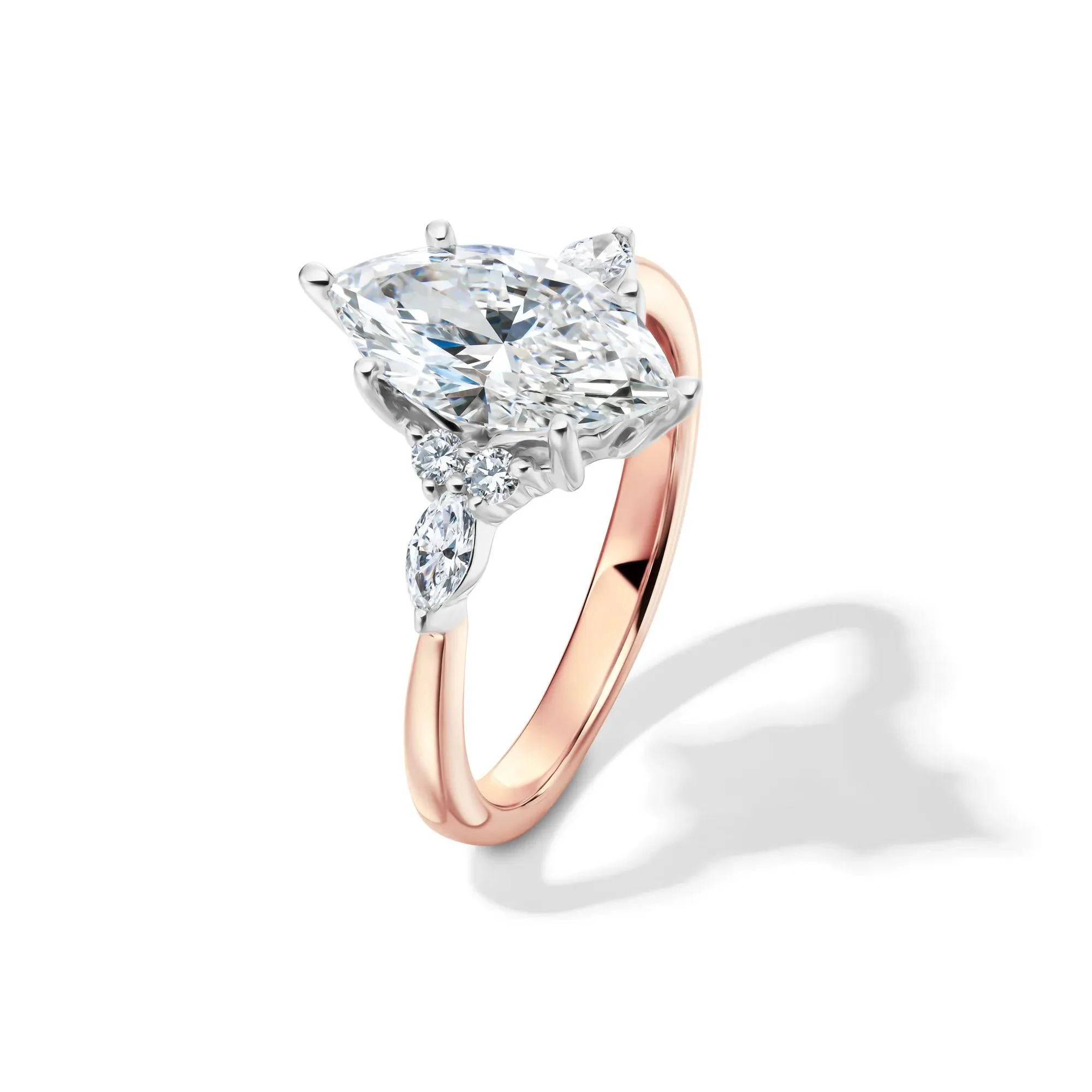 2 1/4 CT. Tw. Lab Grown Diamond Marquise-Cut Engagement Ring 14K Rose and White Gold Size 7.5 1mm - Image 4