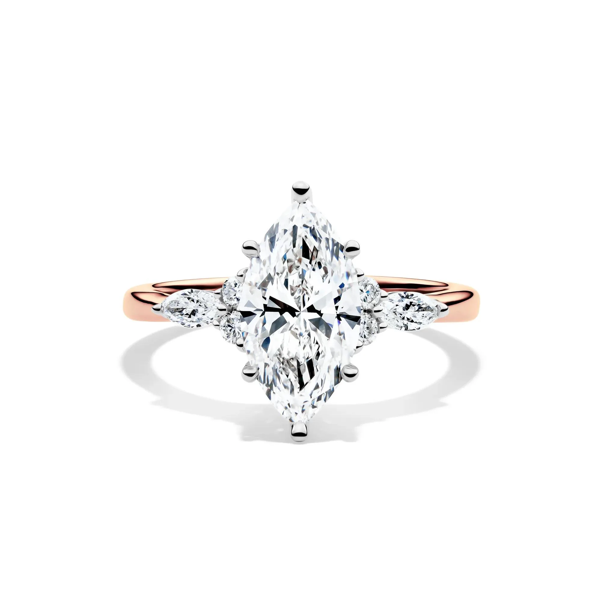 2 1/4 CT. Tw. Lab Grown Diamond Marquise-Cut Engagement Ring 14K Rose and White Gold Size 9 1mm