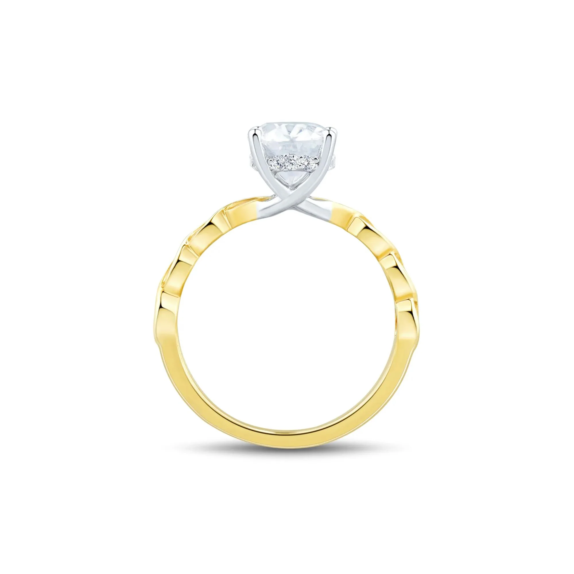 1/2 CT. Tw. Lab Grown Diamond Oval Shaped Engagement Ring 14K White & Yellow Gold (2-) Size 6 1mm - Image 2