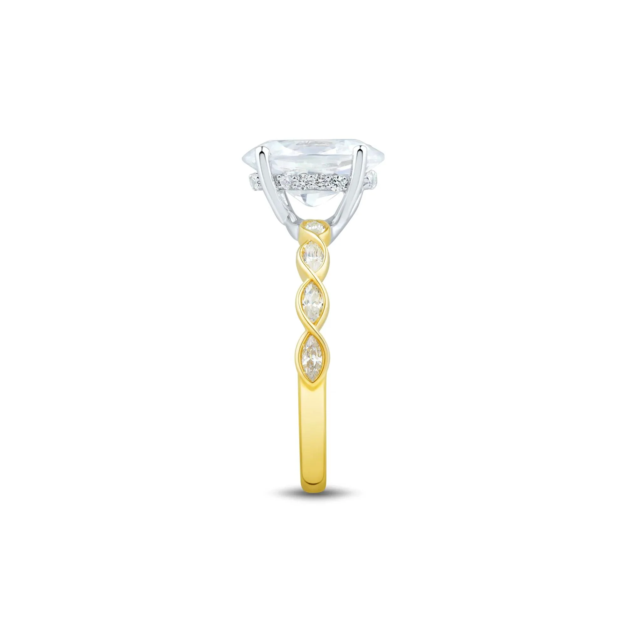 1/2 CT. Tw. Lab Grown Diamond Oval Shaped Engagement Ring 14K White & Yellow Gold (2-) Size 9.5 1mm - Image 3