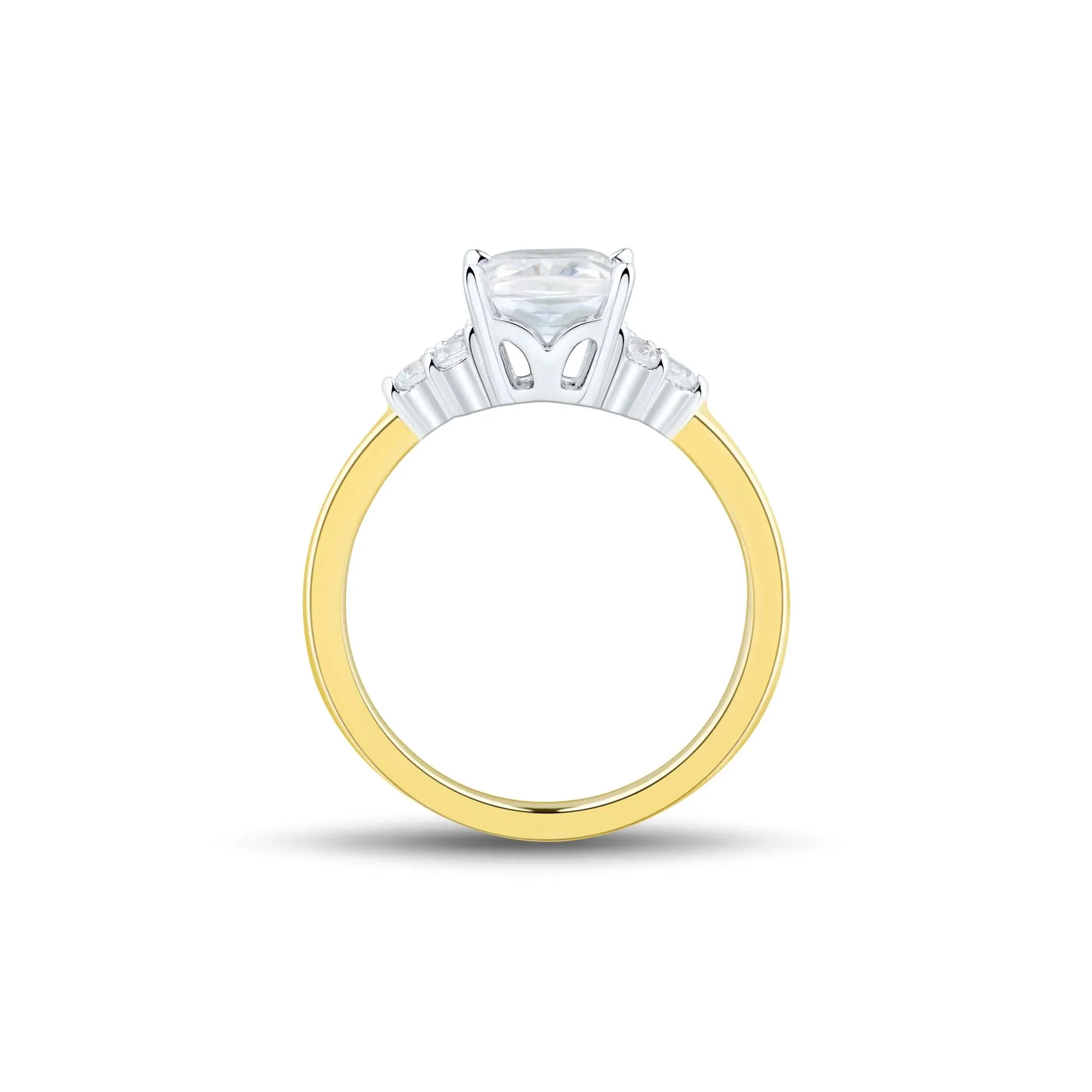 2 1/4 CT. Tw. Lab Grown Diamond Radiant-Cut and Round Engagement Ring 14K Yellow and White Gold Size 7 1.5mm - Image 2
