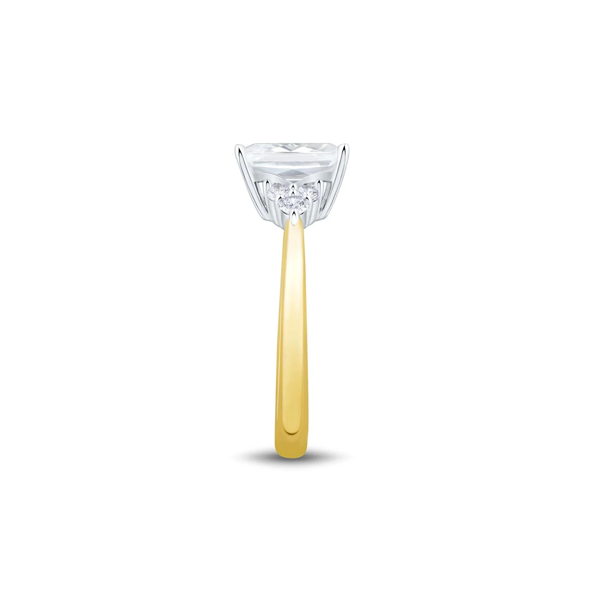 2 1/4 CT. Tw. Lab Grown Diamond Radiant-Cut and Round Engagement Ring 14K Yellow and White Gold Size 9 1.5mm - Image 3