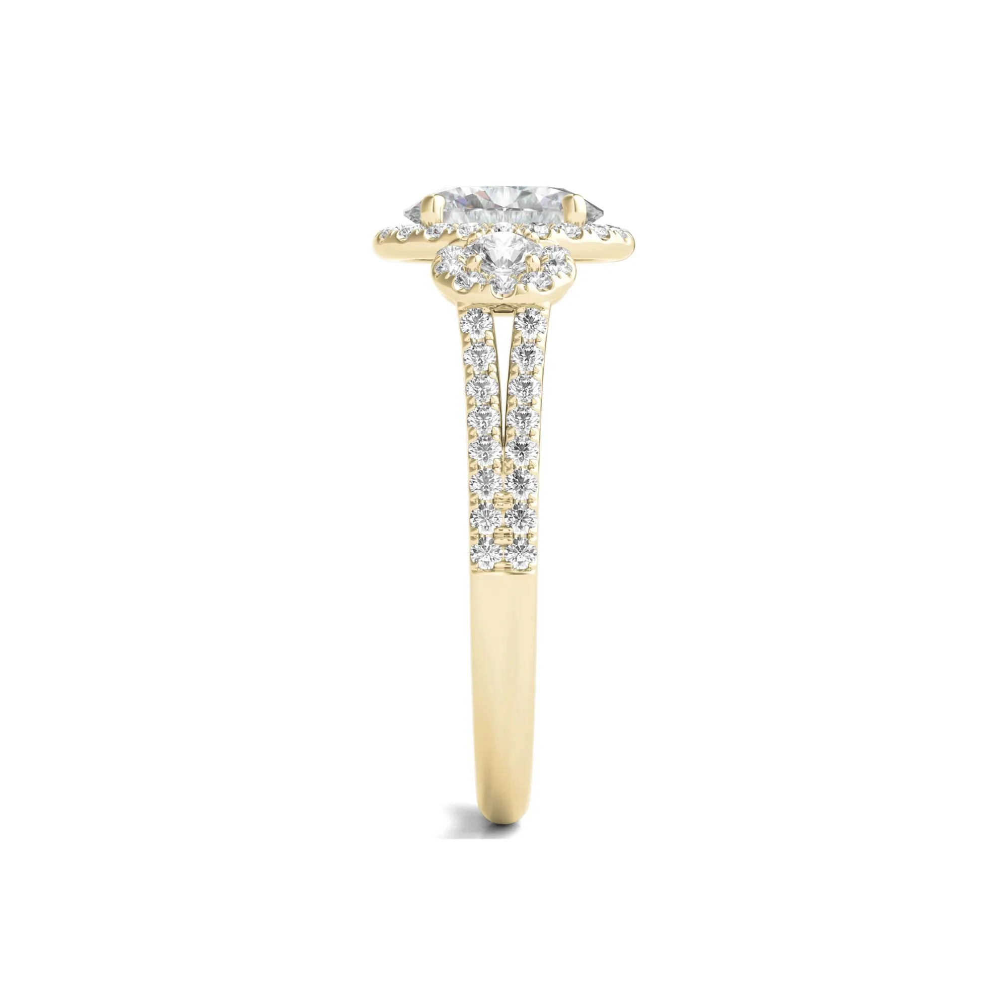 1 3/4 CT. Tw. Lab Grown Diamond Oval-Shaped Engagement Ring 14K Yellow Gold Round Brilliant Cut Size 5.5 - Image 3