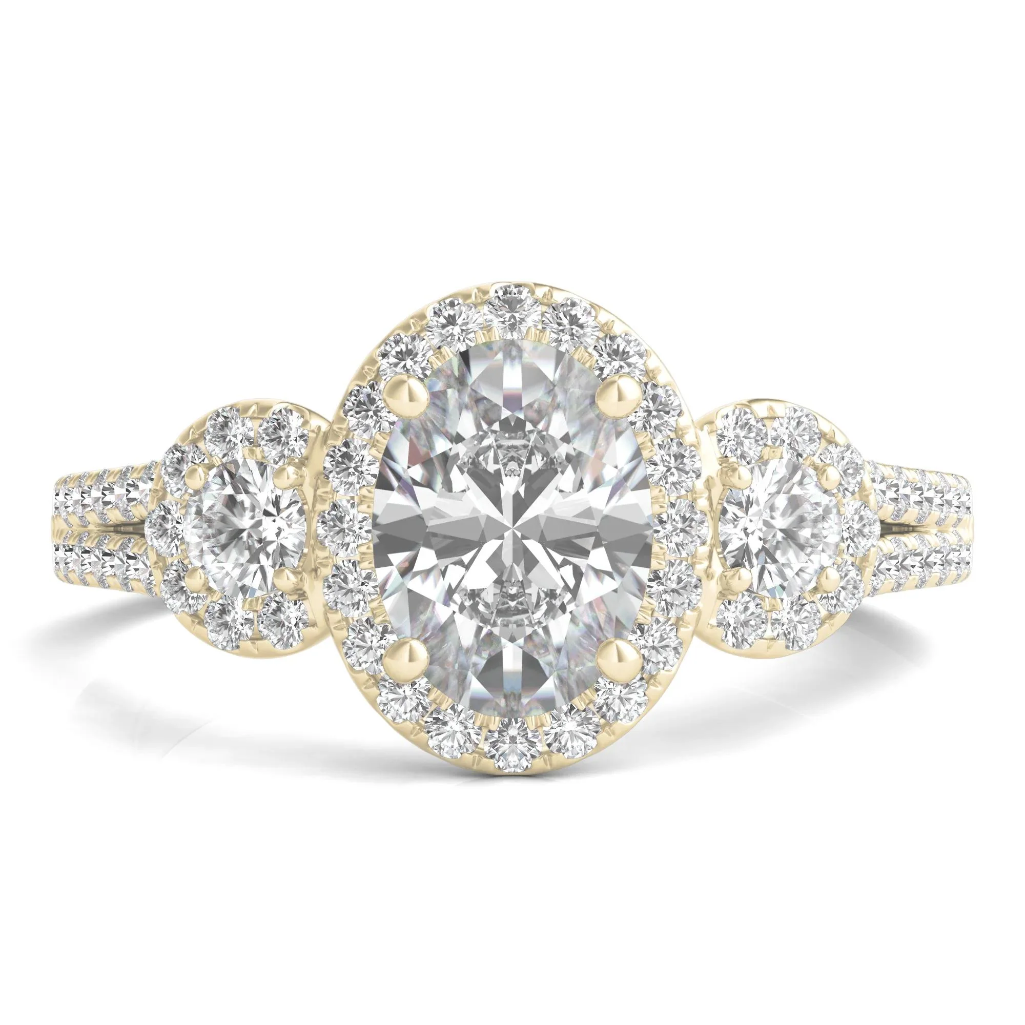 1 3/4 CT. Tw. Lab Grown Diamond Oval-Shaped Engagement Ring 14K Yellow Gold Round Brilliant Cut Size 6