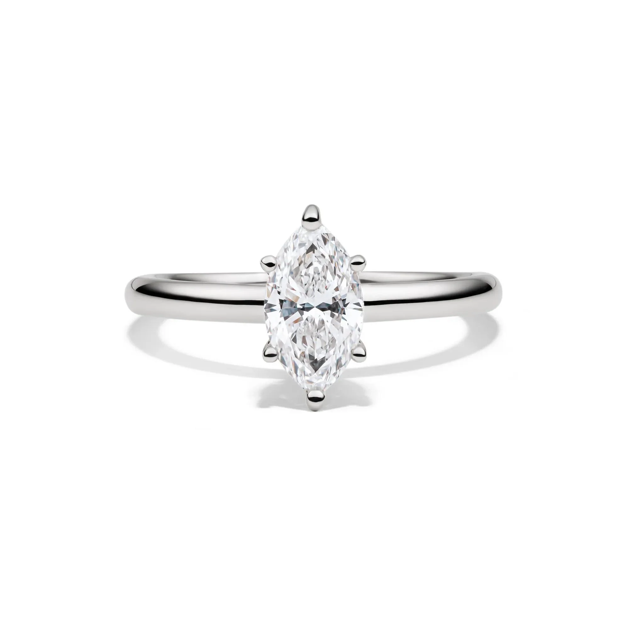 Lab Grown Diamond Marquise Engagement Ring Solitaire Platinum (1 CT.) White Size 5 2mm