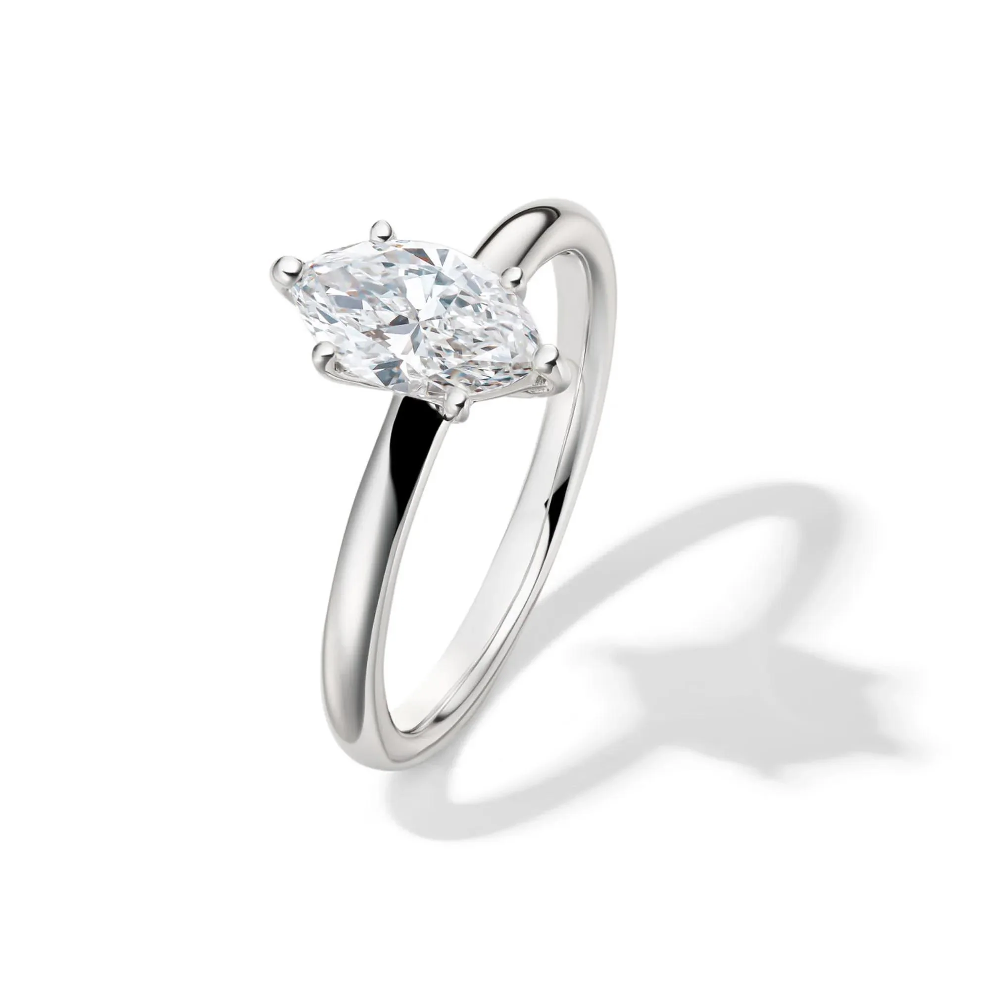 Lab Grown Diamond Marquise Engagement Ring Solitaire Platinum (1 CT.) White Size 5 2mm - Image 4