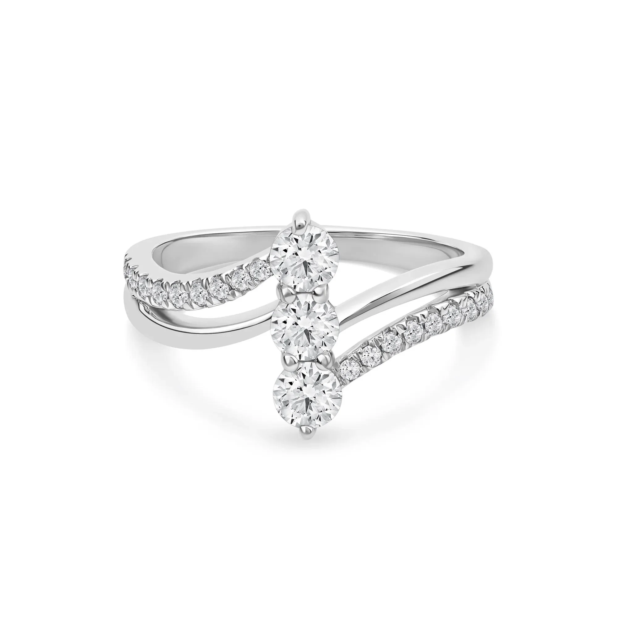 3/4 CT. Tw. Lab Grown Diamond Ring 10K White Gold Round Brilliant Cut Size 7.5 2mm