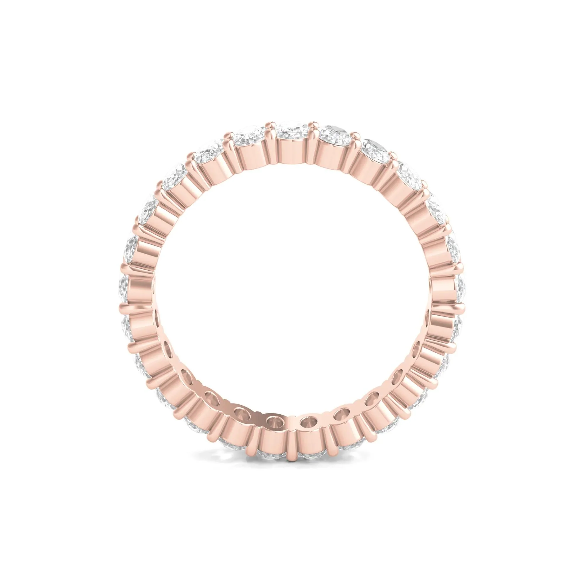 2 CT. Tw. Lab Grown Oval Diamond Eternity Band Ring 14K Rose Gold Size 5 4mm - Image 2