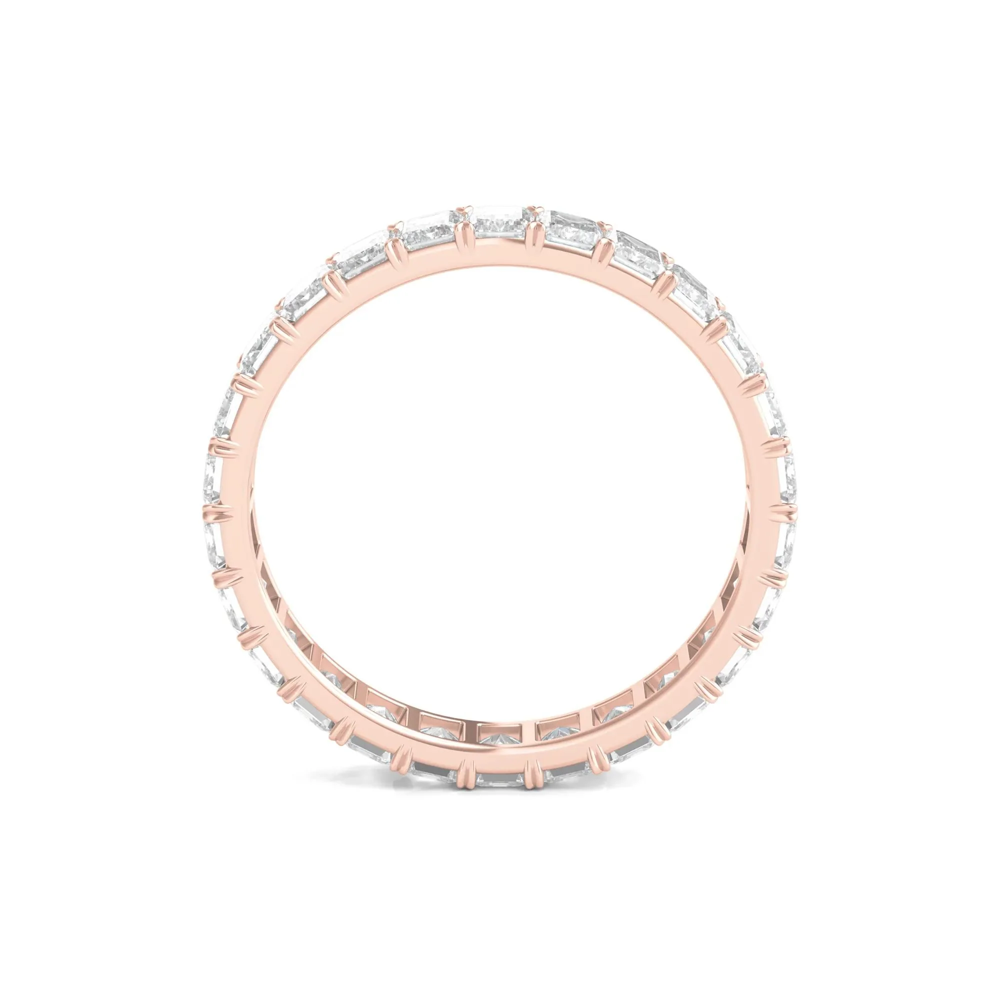 2 CT. Tw. Lab Grown Emerald-Cut Diamond Eternity Band Ring 14K Rose Gold Size 4.5 2mm - Image 2