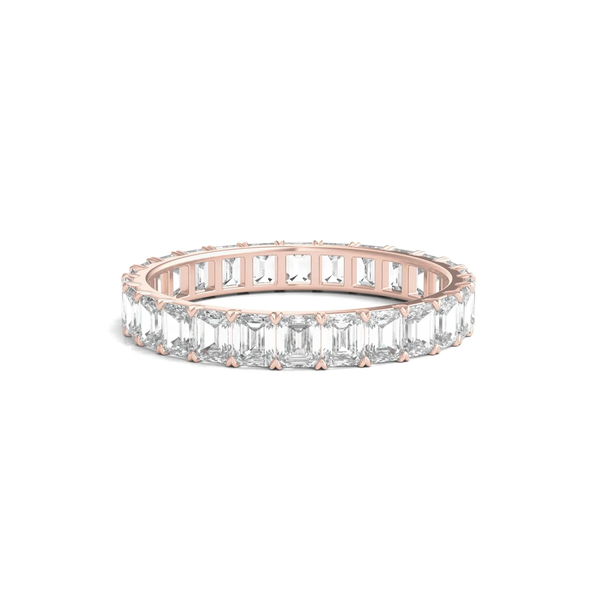 2 CT. Tw. Lab Grown Emerald-Cut Diamond Eternity Band Ring 14K Rose Gold Size 9 2mm