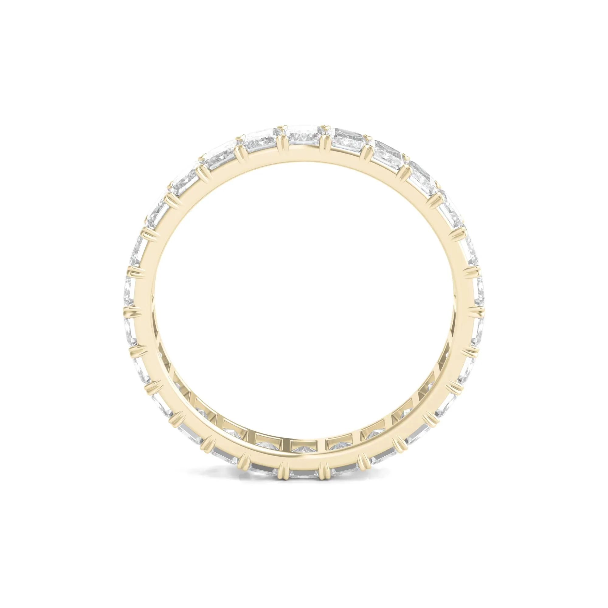 2 CT. Tw. Lab Grown Emerald-Cut Diamond Eternity Band Ring 14K Yellow Gold Size 4 3mm - Image 2
