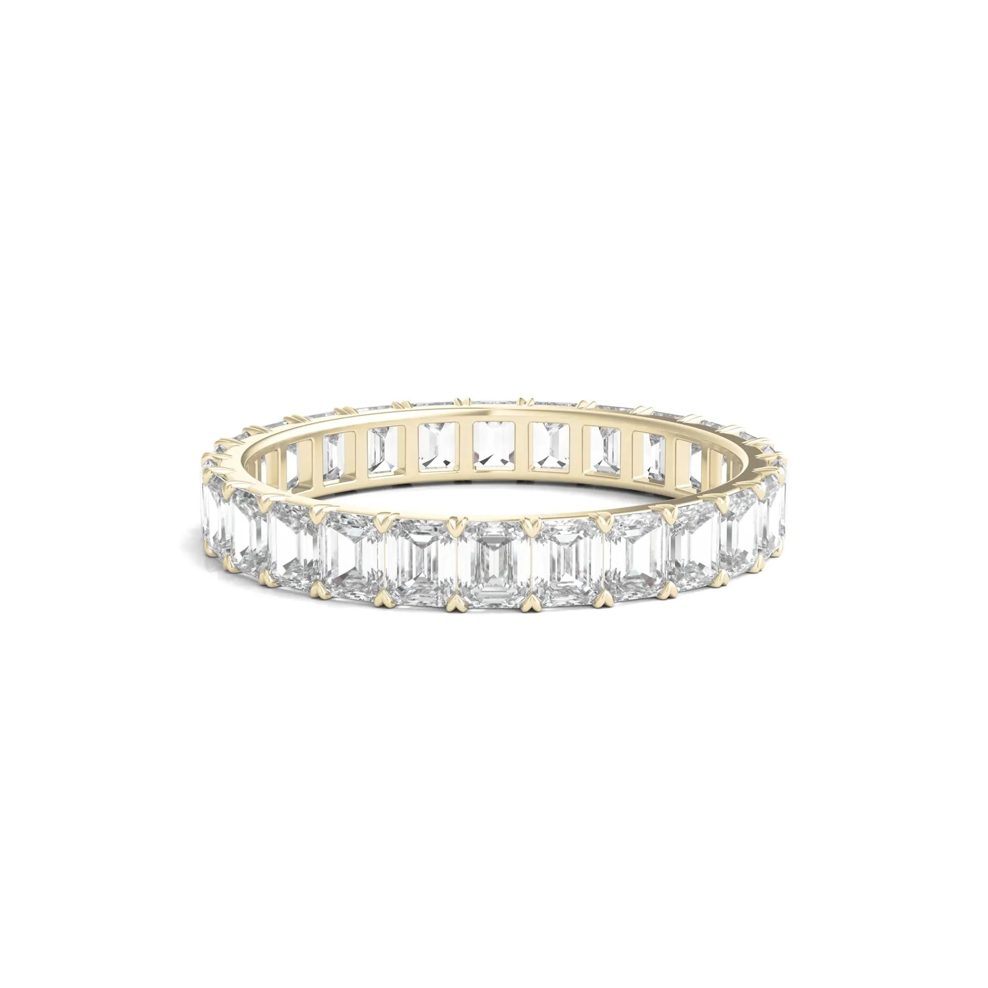 2 CT. Tw. Lab Grown Emerald-Cut Diamond Eternity Band Ring 14K Yellow Gold Size 5.5 3mm