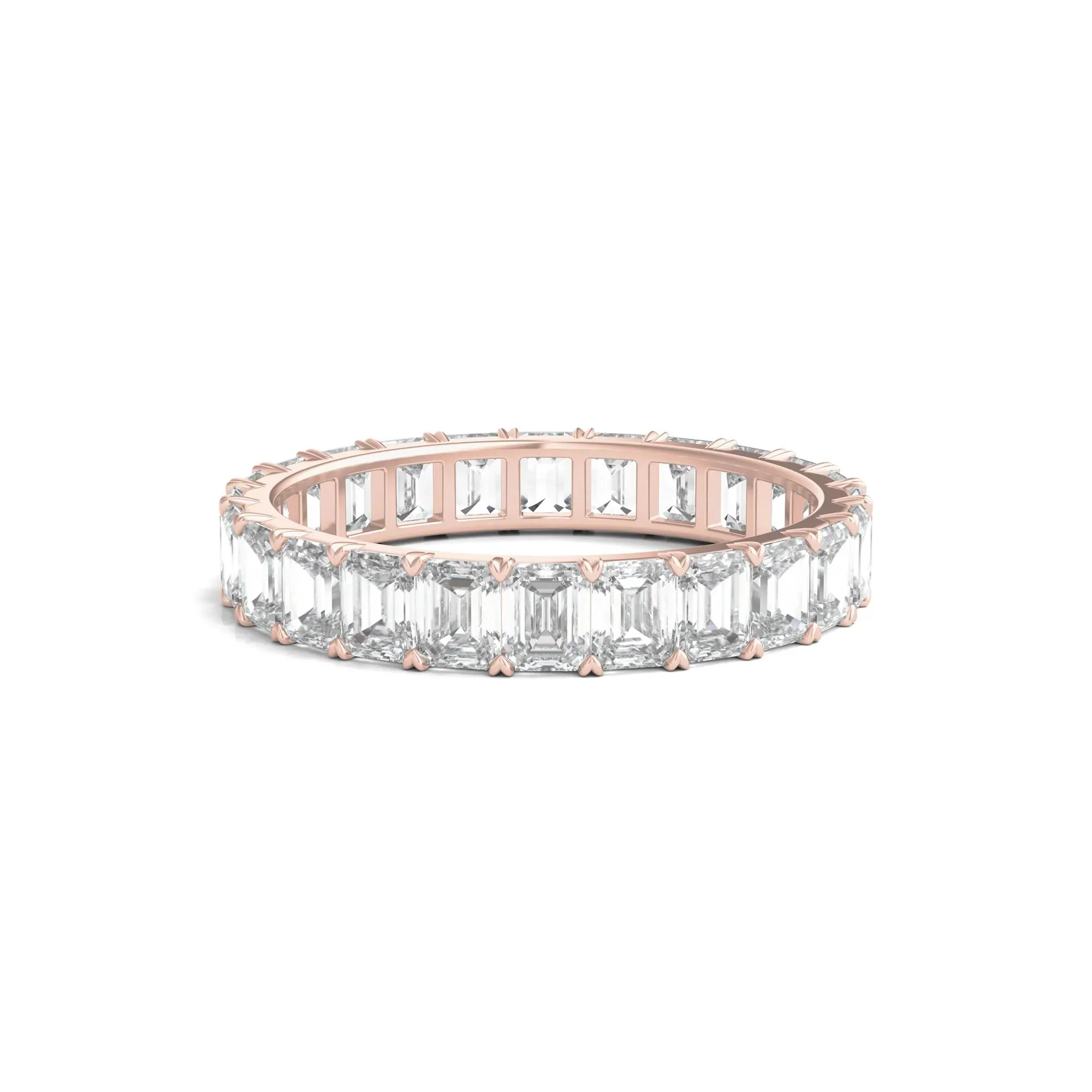 3 CT. Tw. Lab Grown Emerald-Cut Diamond Eternity Band Ring 14K Rose Gold Size 8 3mm
