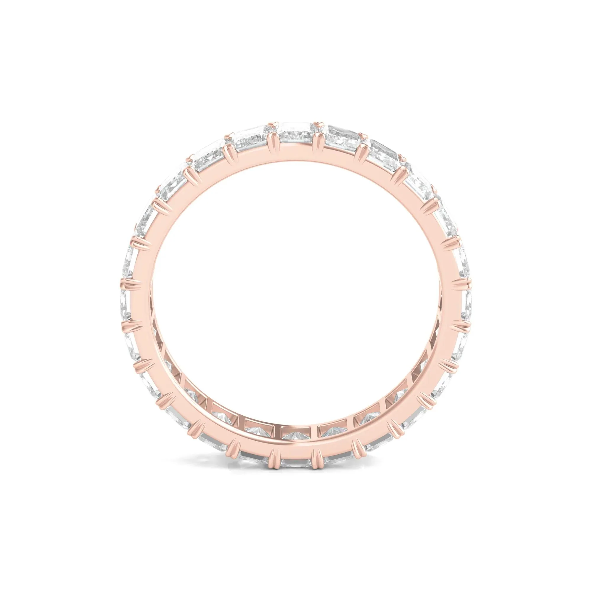 3 CT. Tw. Lab Grown Emerald-Cut Diamond Eternity Band Ring 14K Rose Gold Size 9 3mm - Image 2