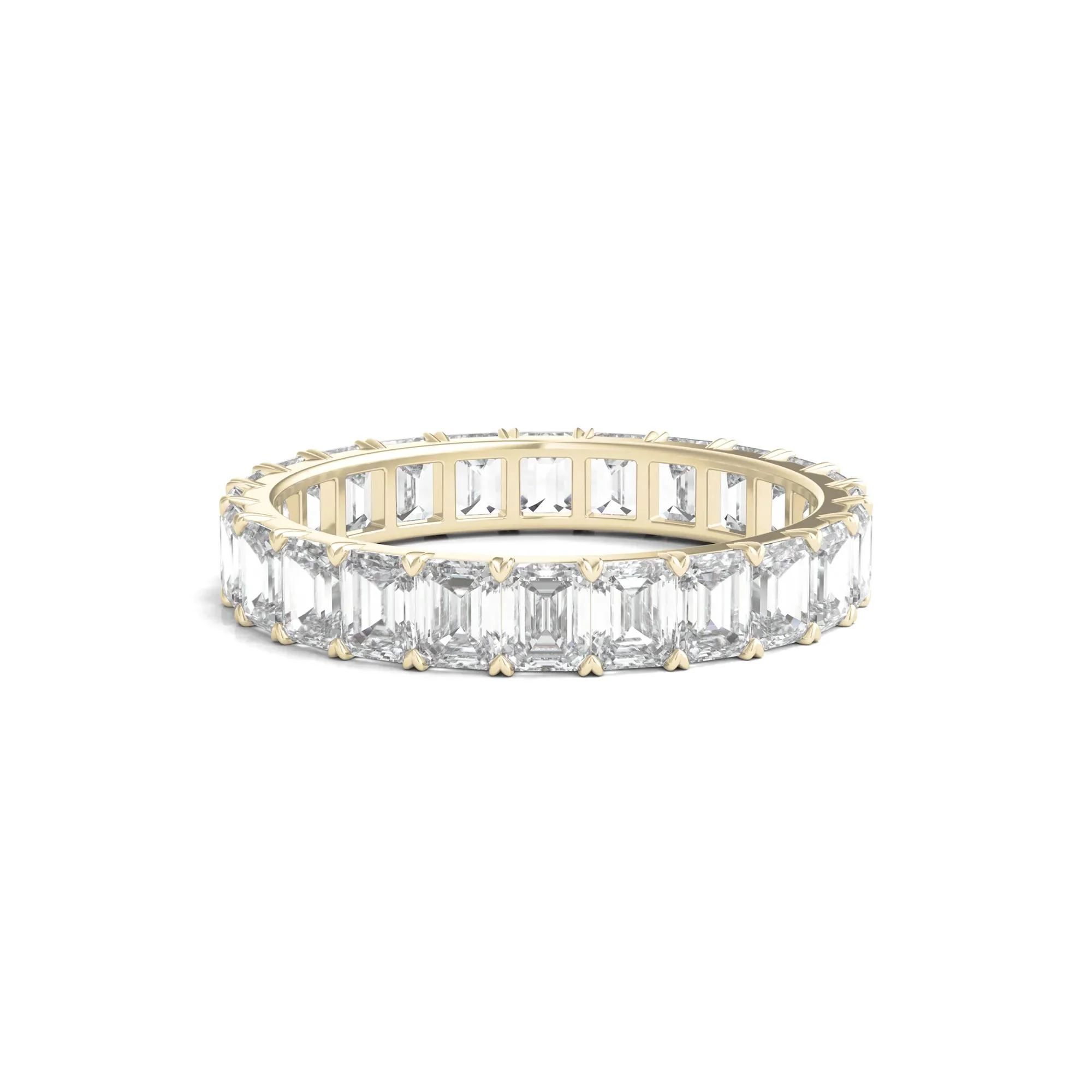 3 CT. Tw. Lab Grown Emerald-Cut Diamond Eternity Band Ring 14K Yellow Gold Size 7.5 3mm