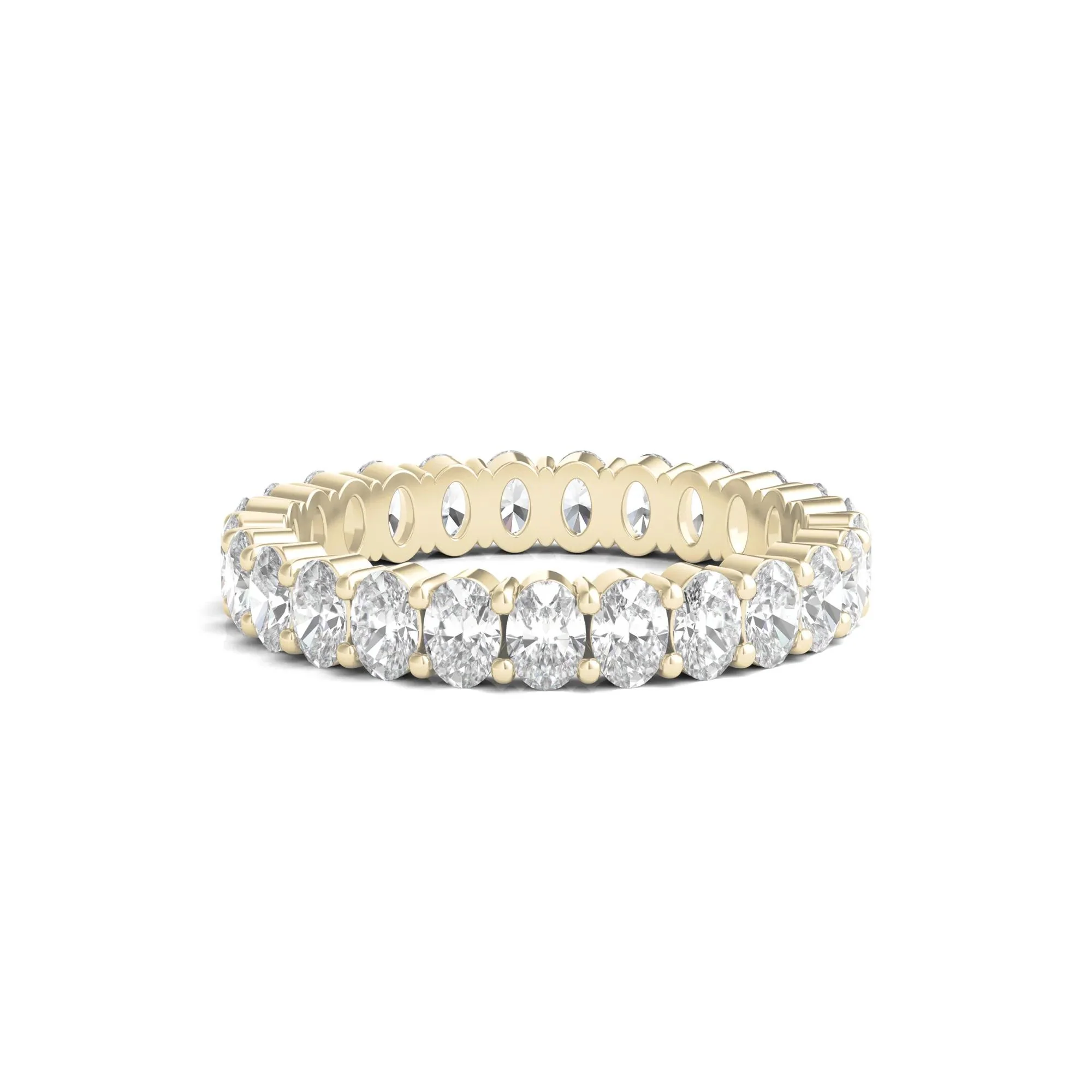2 CT. Tw. Lab Grown Oval Diamond Eternity Band Ring 14K Yellow Gold Size 4 4mm