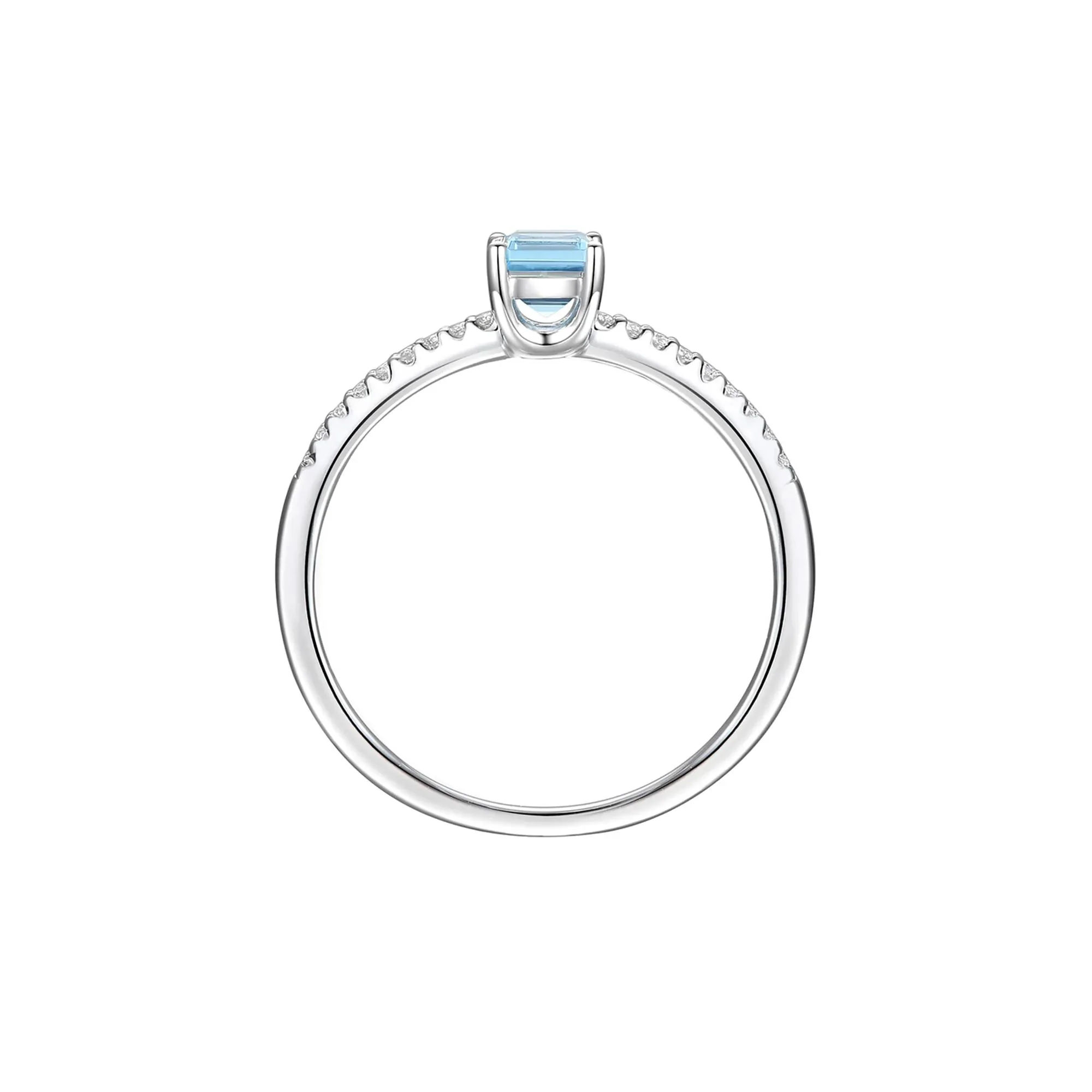 Blue Topaz and Lab Created White Sapphire Ring .925 Sterling Silver Size 7.5 1mm - Image 2