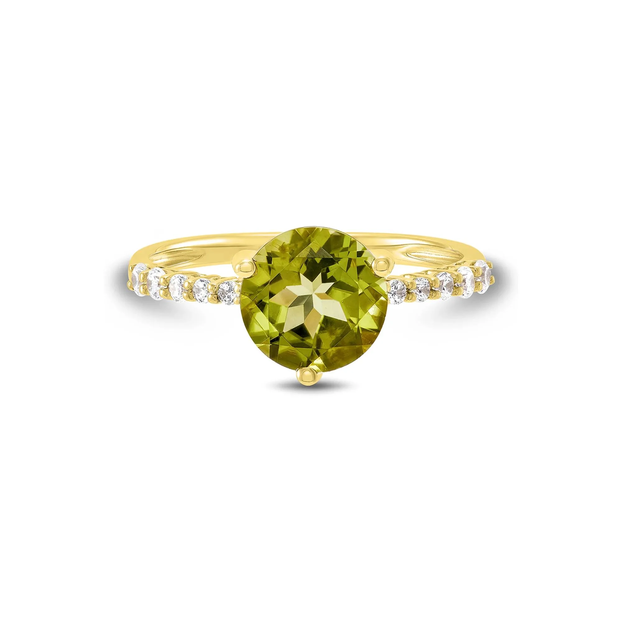 1/7 CT. Tw. Round Peridot & Diamond Ring 10K Yellow Gold Size 6.5 1mm