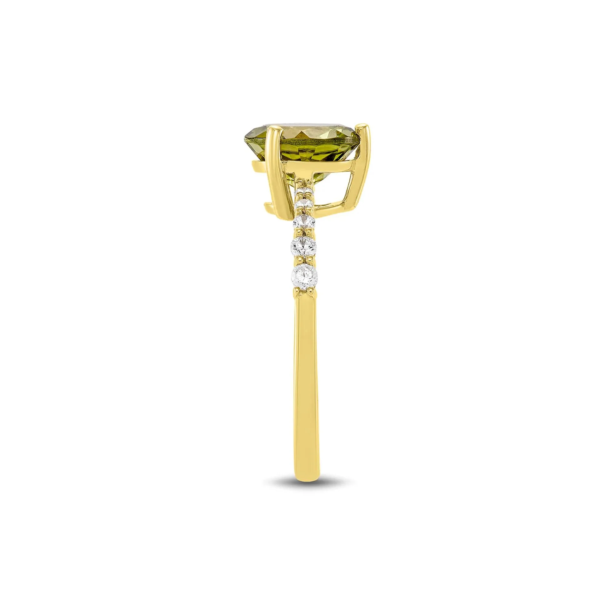 1/7 CT. Tw. Round Peridot & Diamond Ring 10K Yellow Gold Size 9 1mm - Image 3