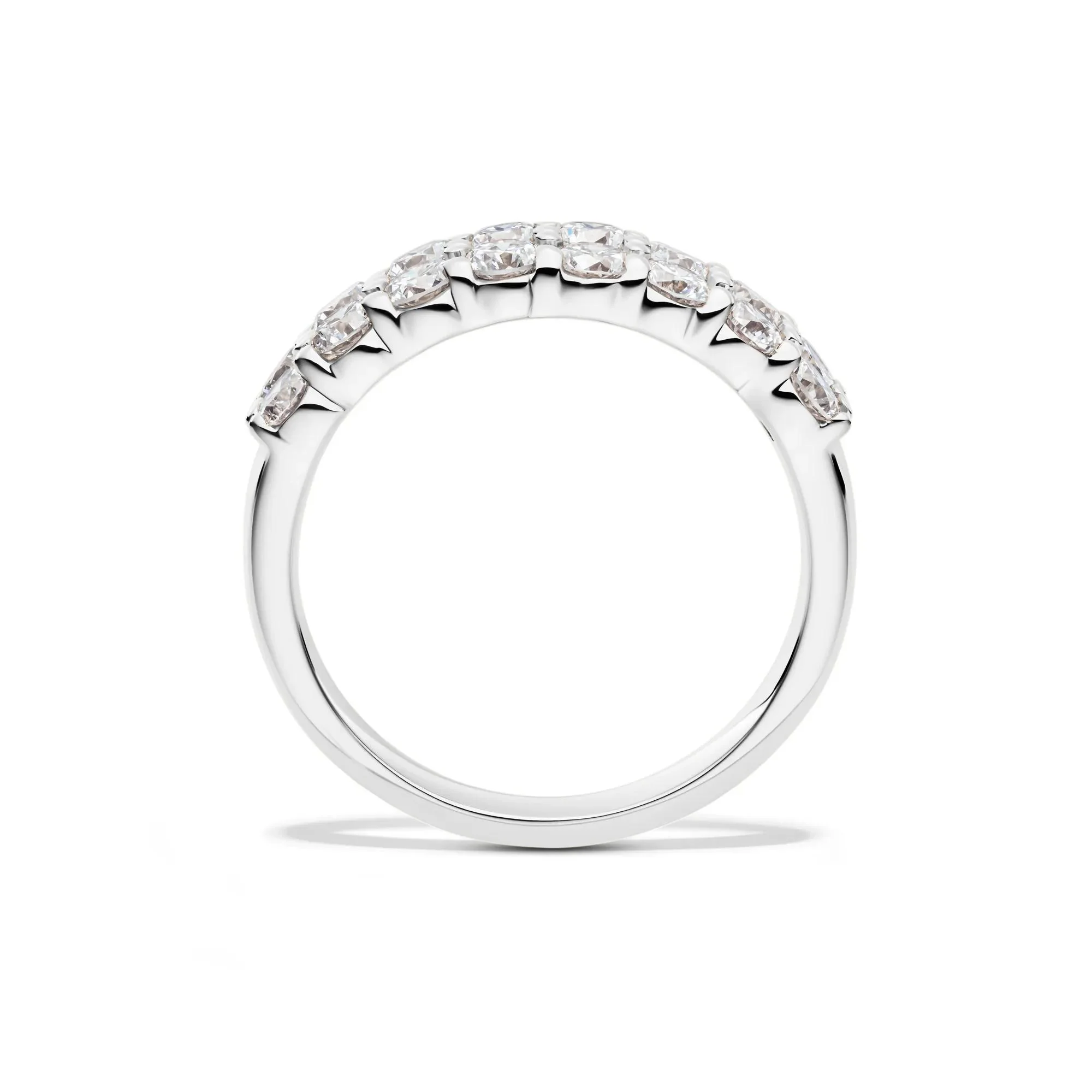 Lab Grown Diamond Double Row Anniversary Band Ring 10K White Gold (1 ½ CT. Tw.) Round Brilliant Cut Size 7 2mm - Image 2