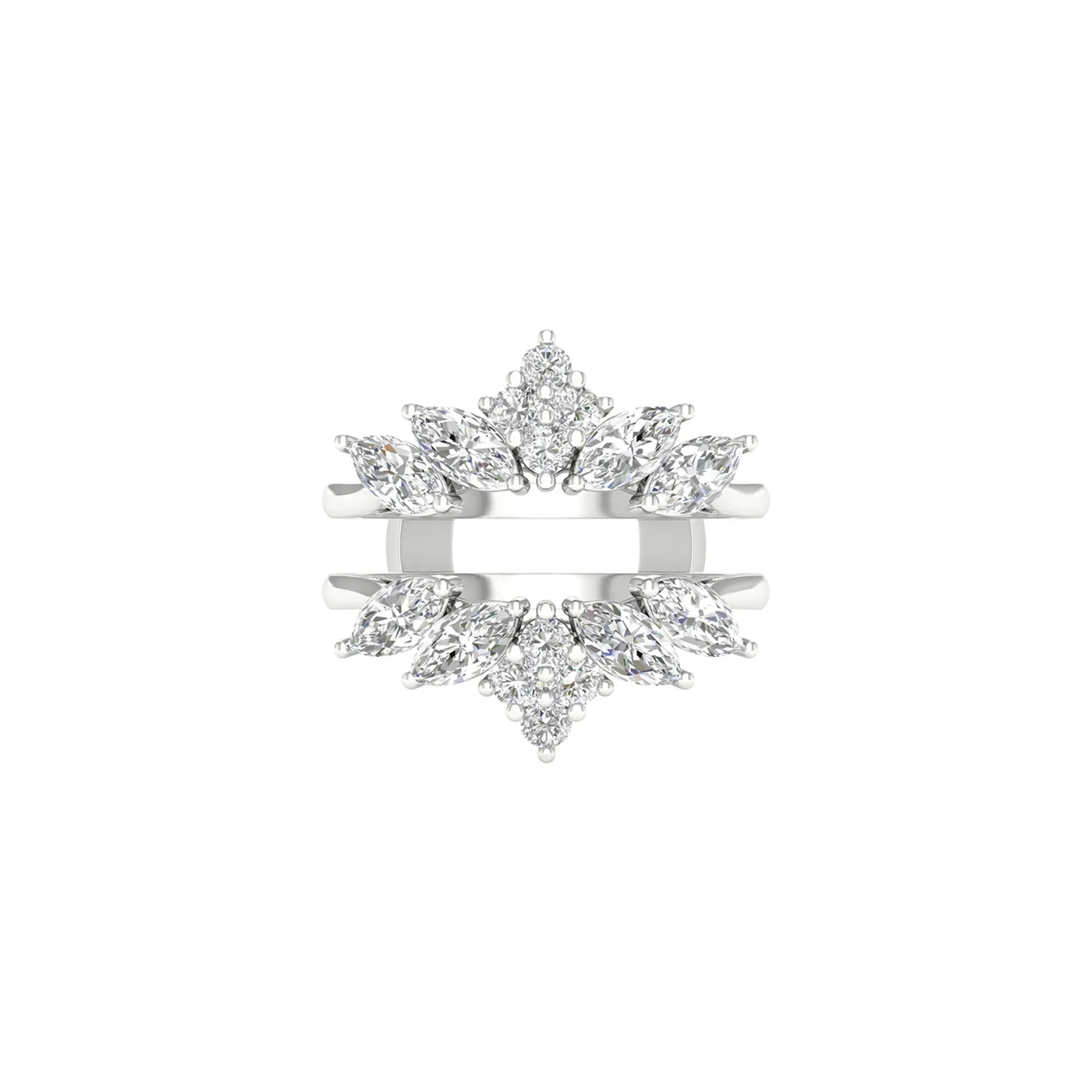 2 CT. Tw. Lab Grown Diamond Insert 14K White Gold Ring Round Brilliant Cut Size 8.5