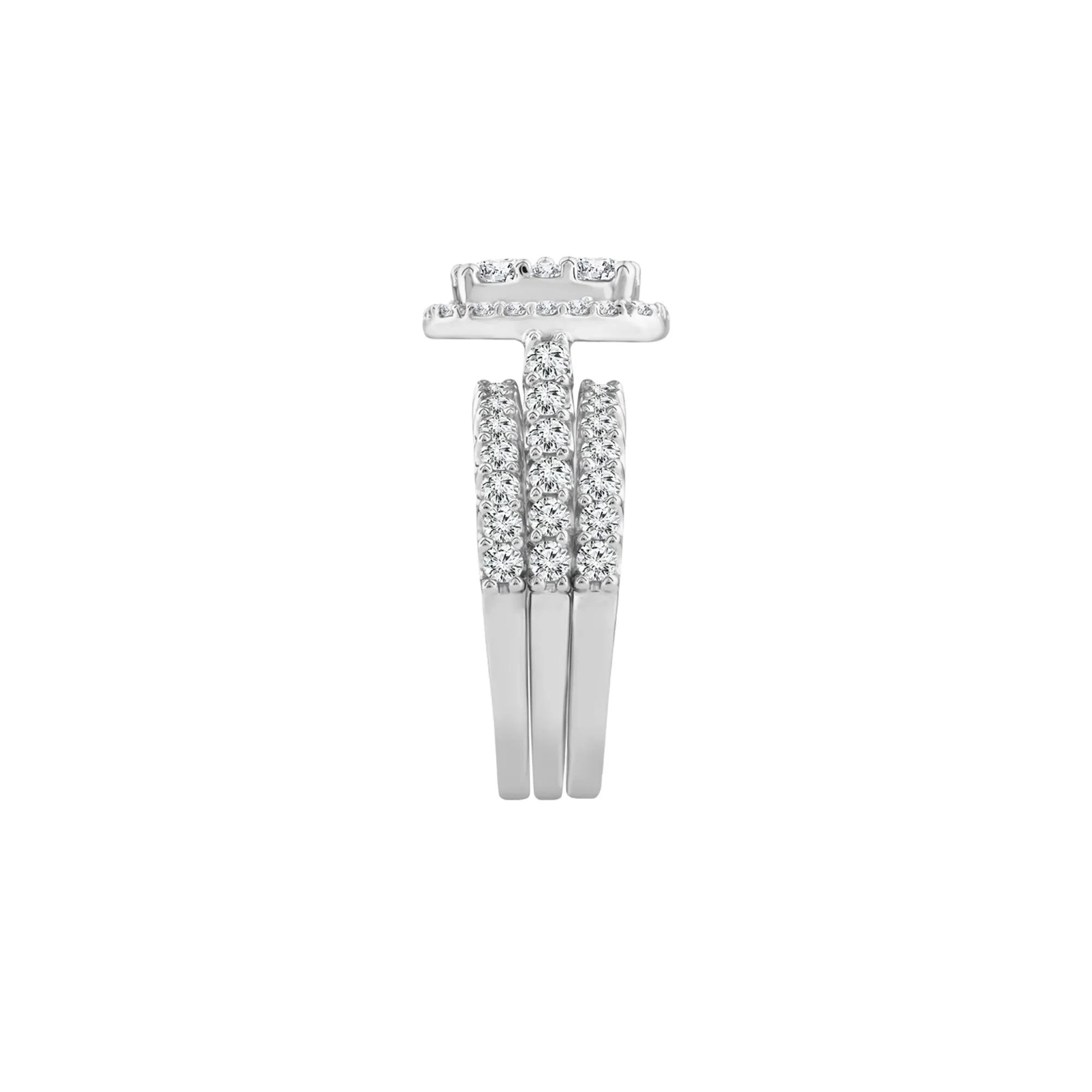 3 CT. Tw. Lab Grown Multi-Diamond Engagement Ring Set 10K White Gold Round Brilliant Cut Size 9 2mm - Image 3