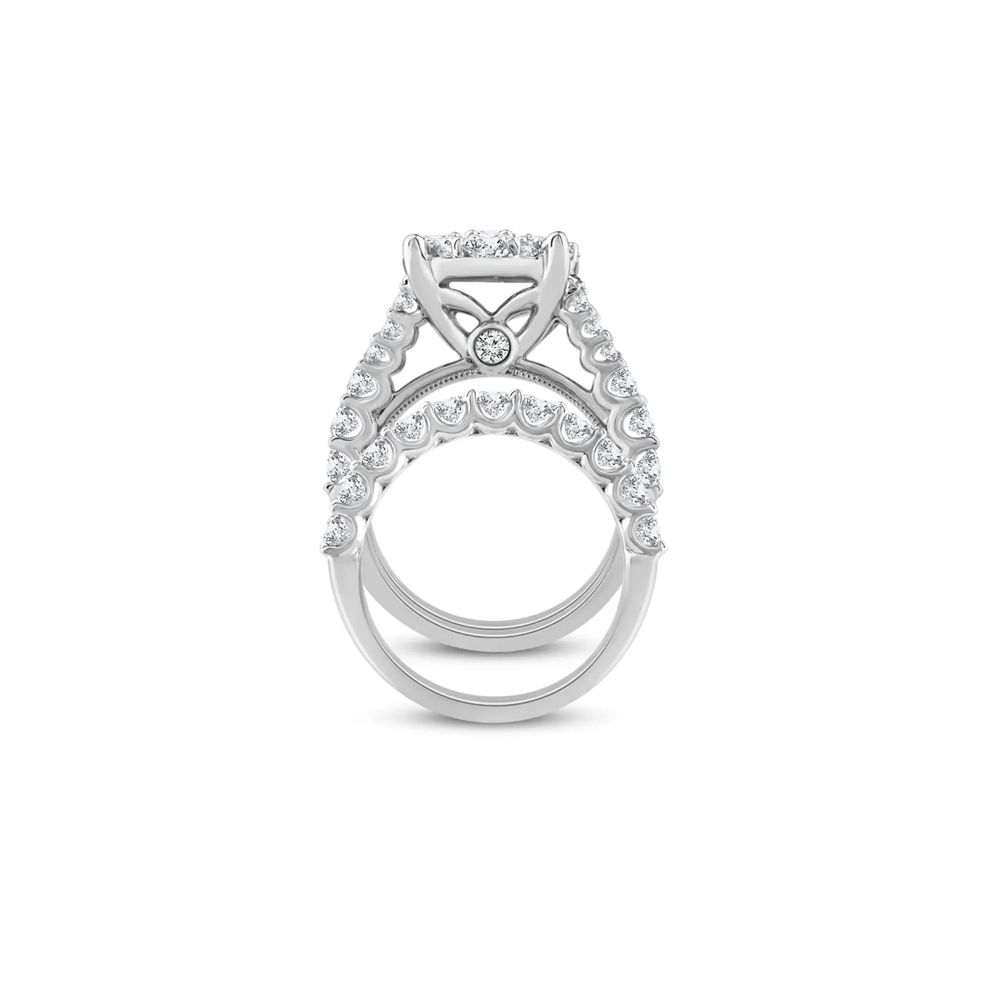 5 CT. Tw. Round Lab Grown Multi-Diamond Engagement Ring Set 10K White Gold Round Brilliant Cut Size 7 3mm - Image 2