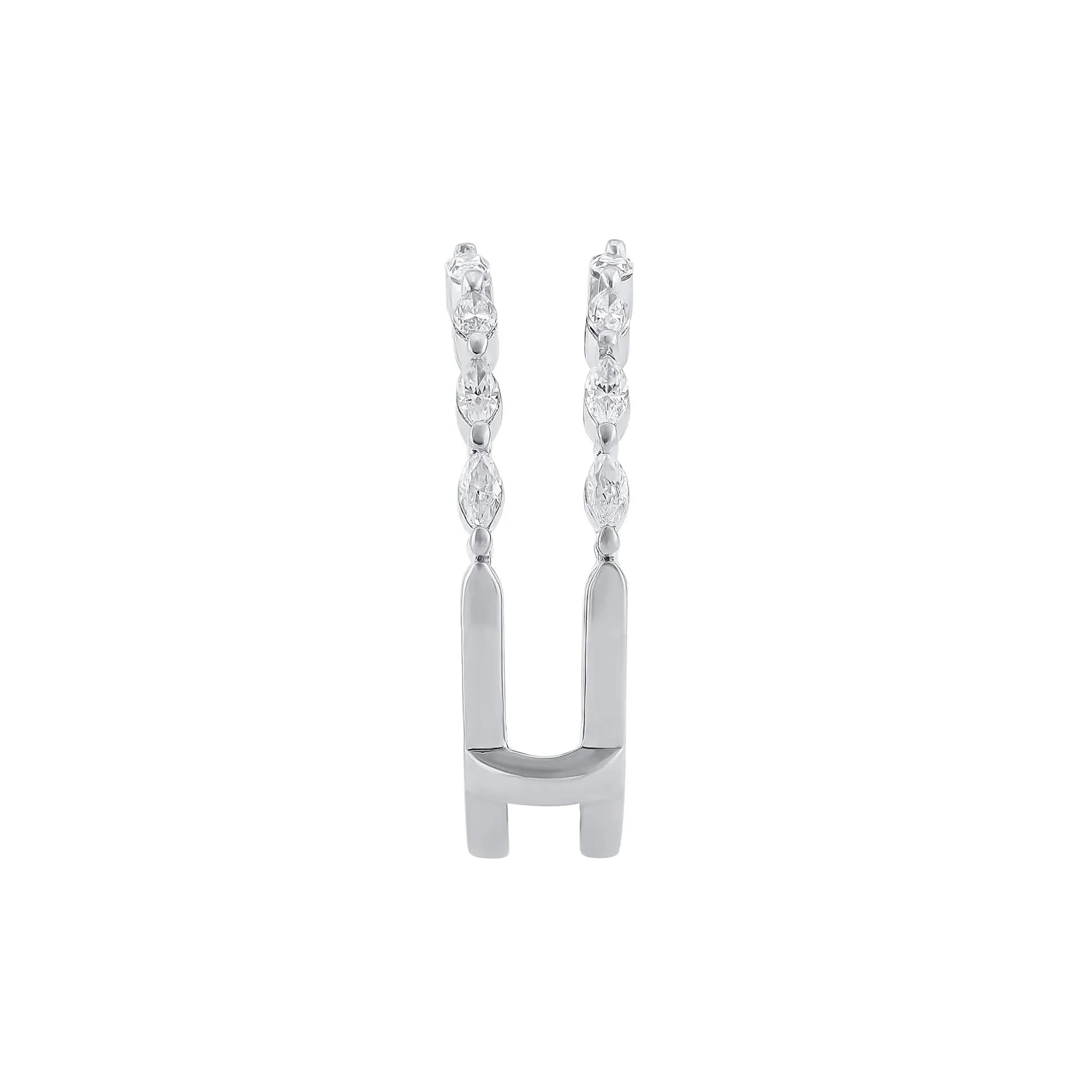 1/2 CT. Tw. Lab Grown Diamond Marquise-Shaped Ring Insert 14K White Gold Size 6.5 - Image 3