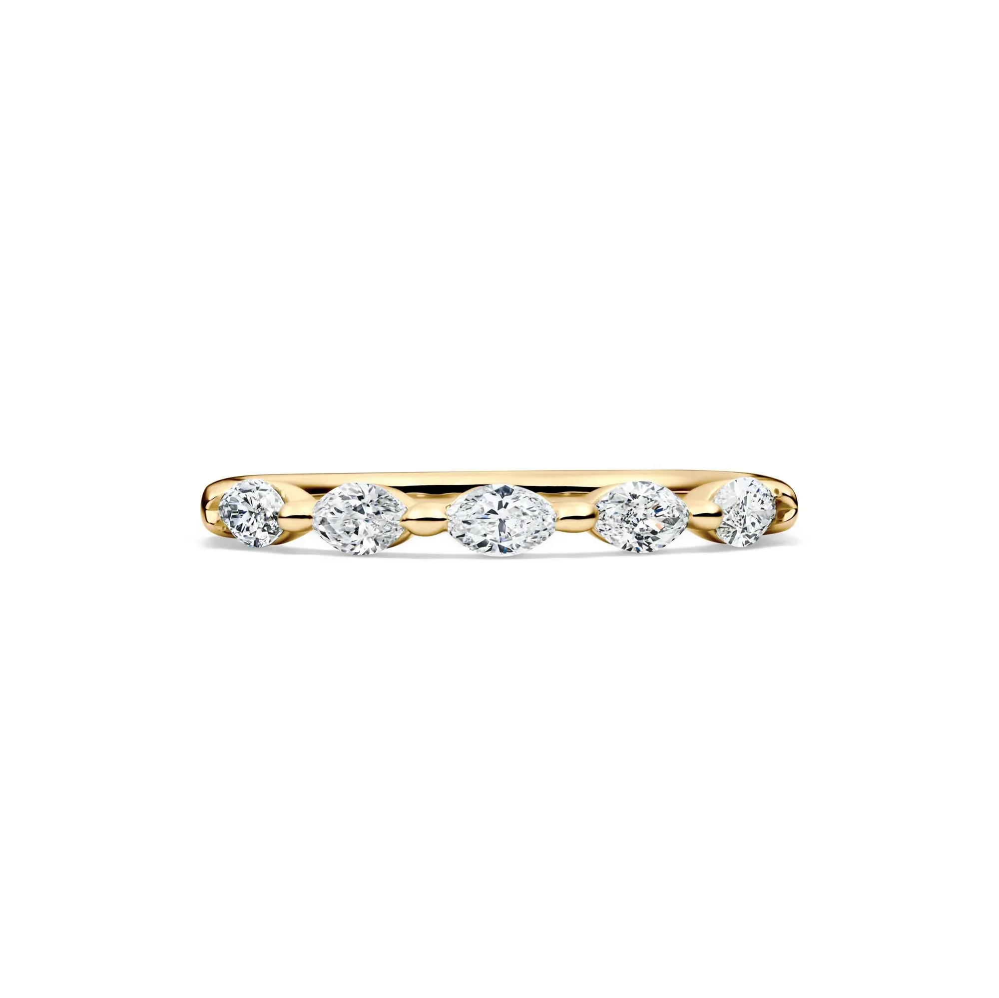 1/2 CT. Tw. Lab Grown Diamond Marquise Anniversary Band Ring 14K Yellow Gold Size 9