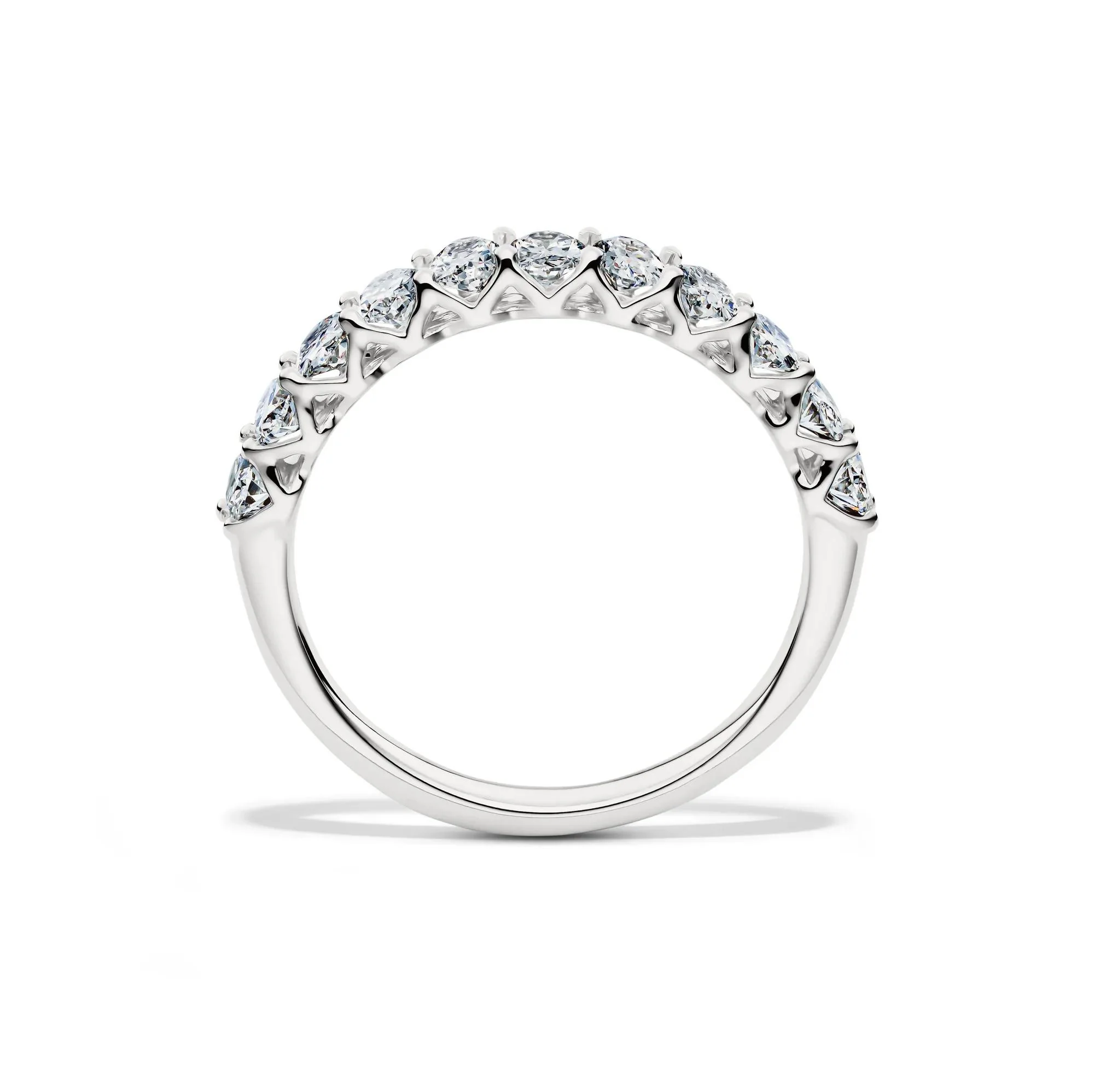 1 CT. Tw. Lab Grown Diamond Oval Anniversary Band Ring 14K White Gold Size 6 2.5mm - Image 2