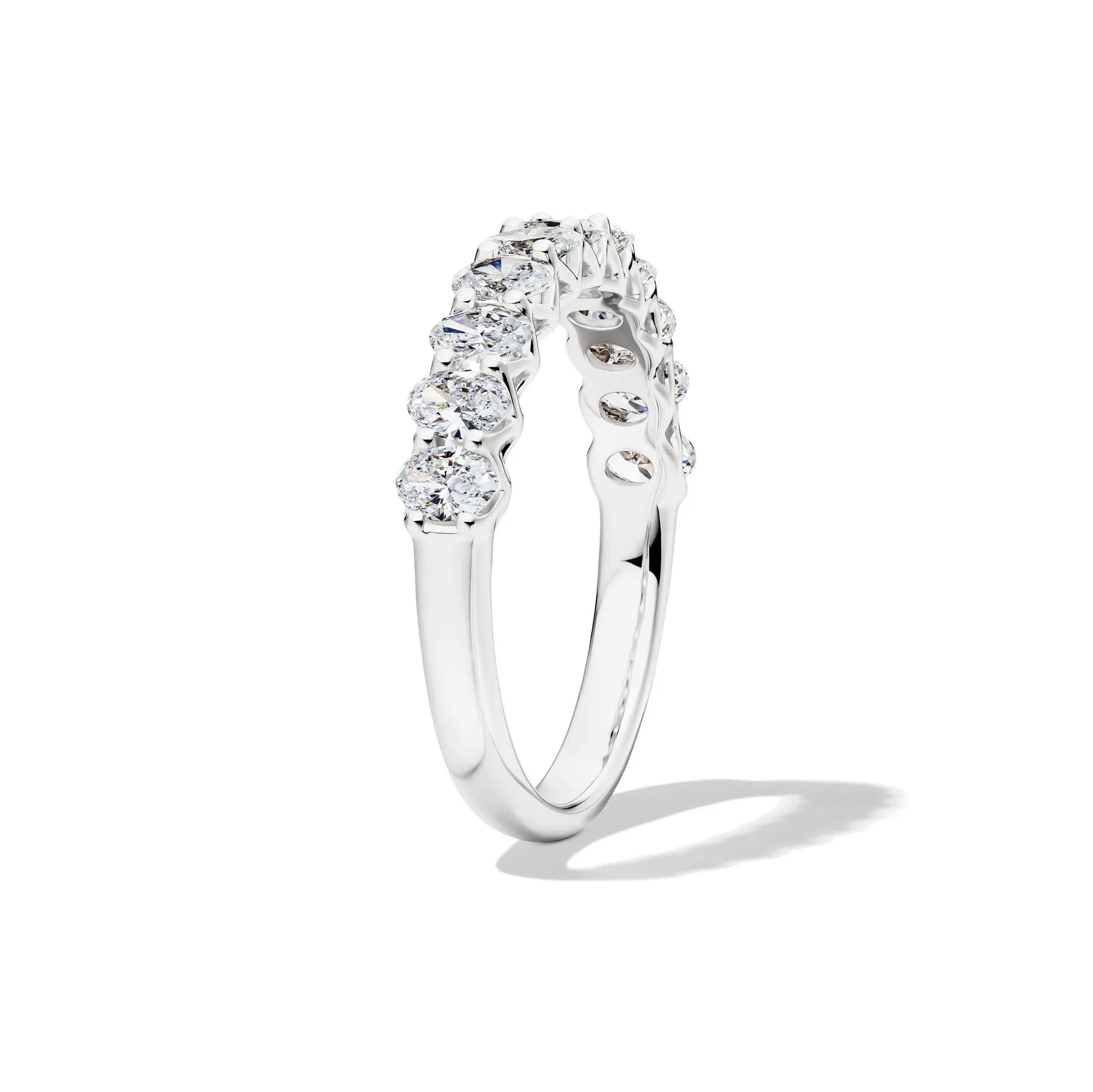1 CT. Tw. Lab Grown Diamond Oval Anniversary Band Ring 14K White Gold Size 8 2.5mm - Image 3