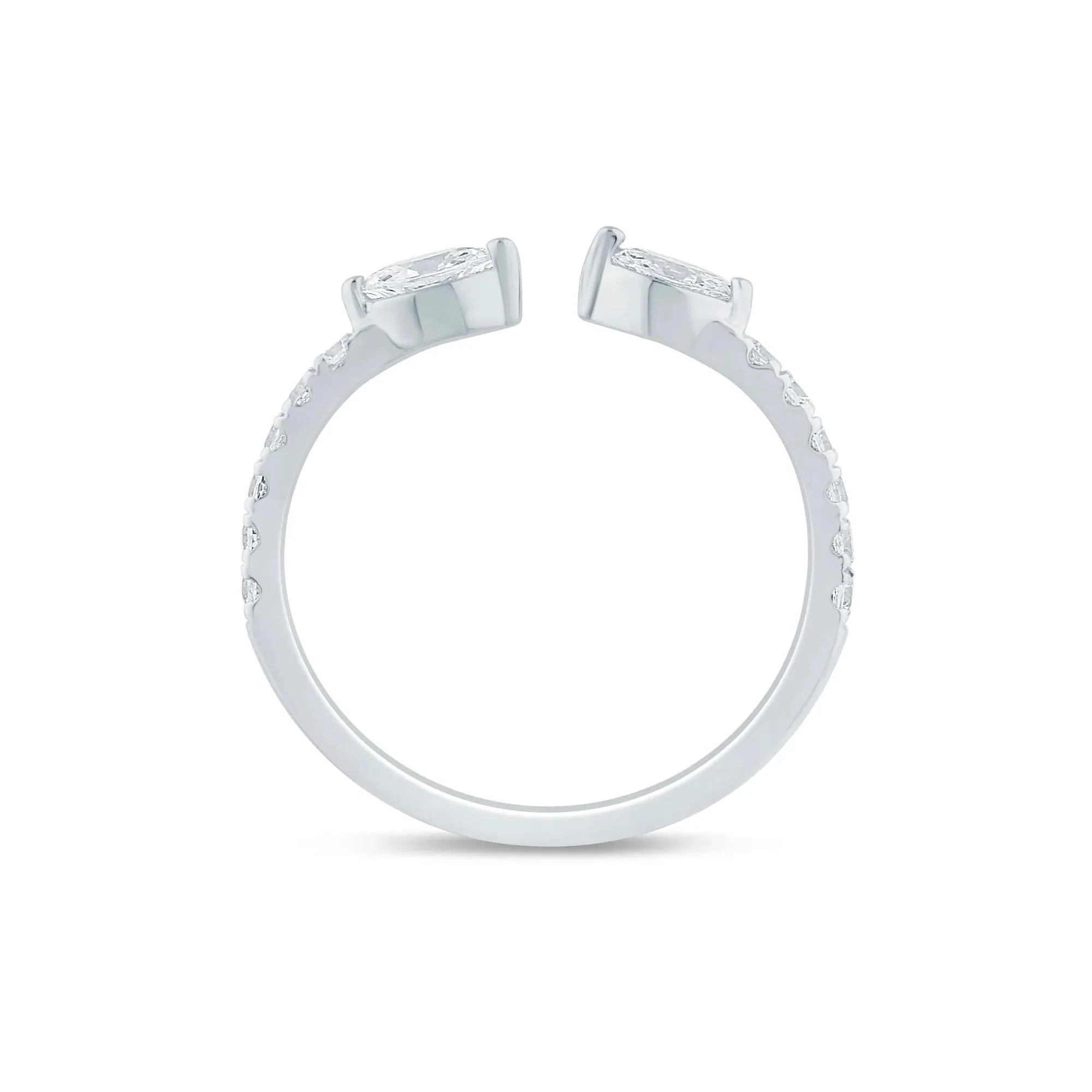 3/8 CT. Tw. Lab Grown Diamond Marquise-Cut Open Band Ring 14K White Gold Size 5 1.5mm - Image 2