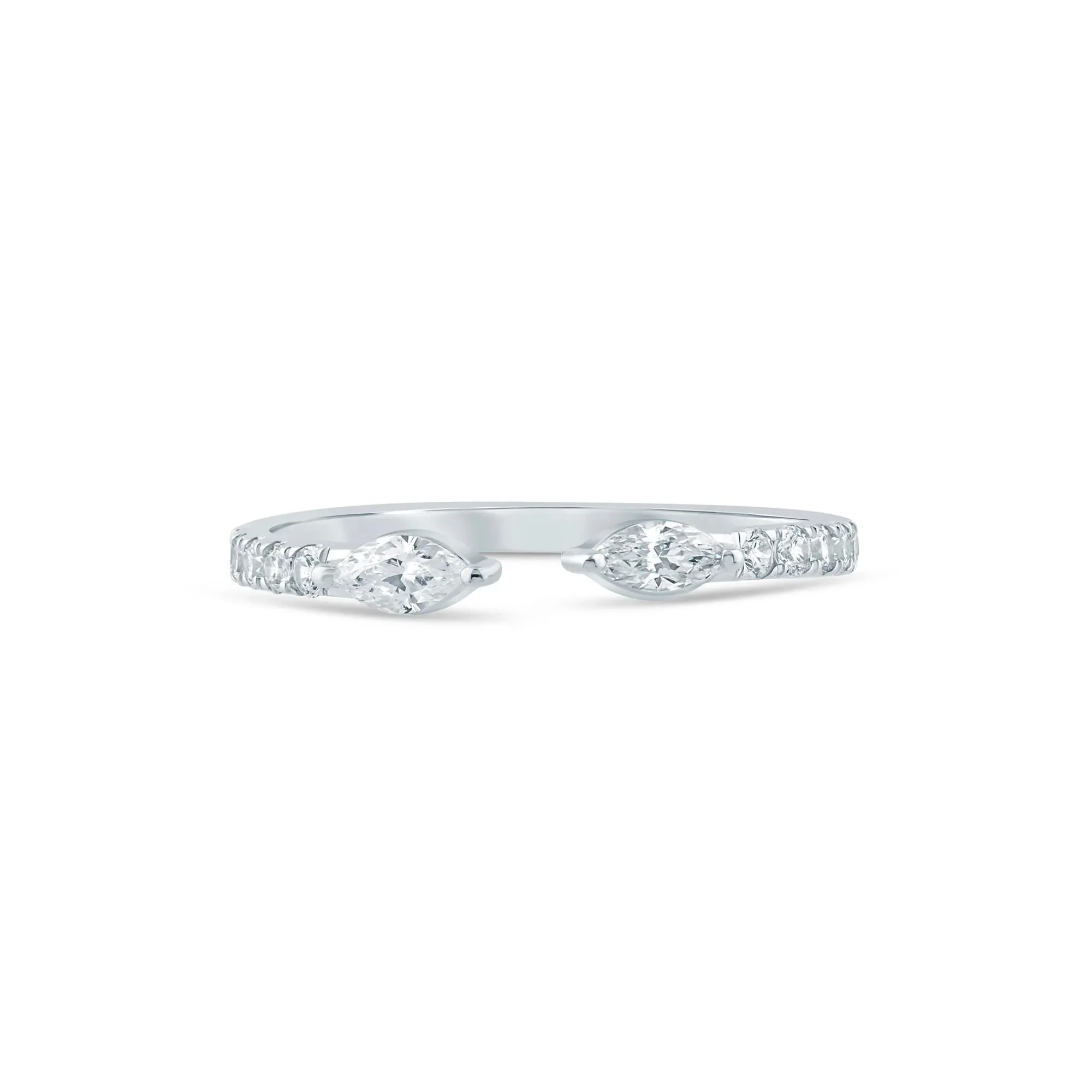 3/8 CT. Tw. Lab Grown Diamond Marquise-Cut Open Band Ring 14K White Gold Size 8 1.5mm