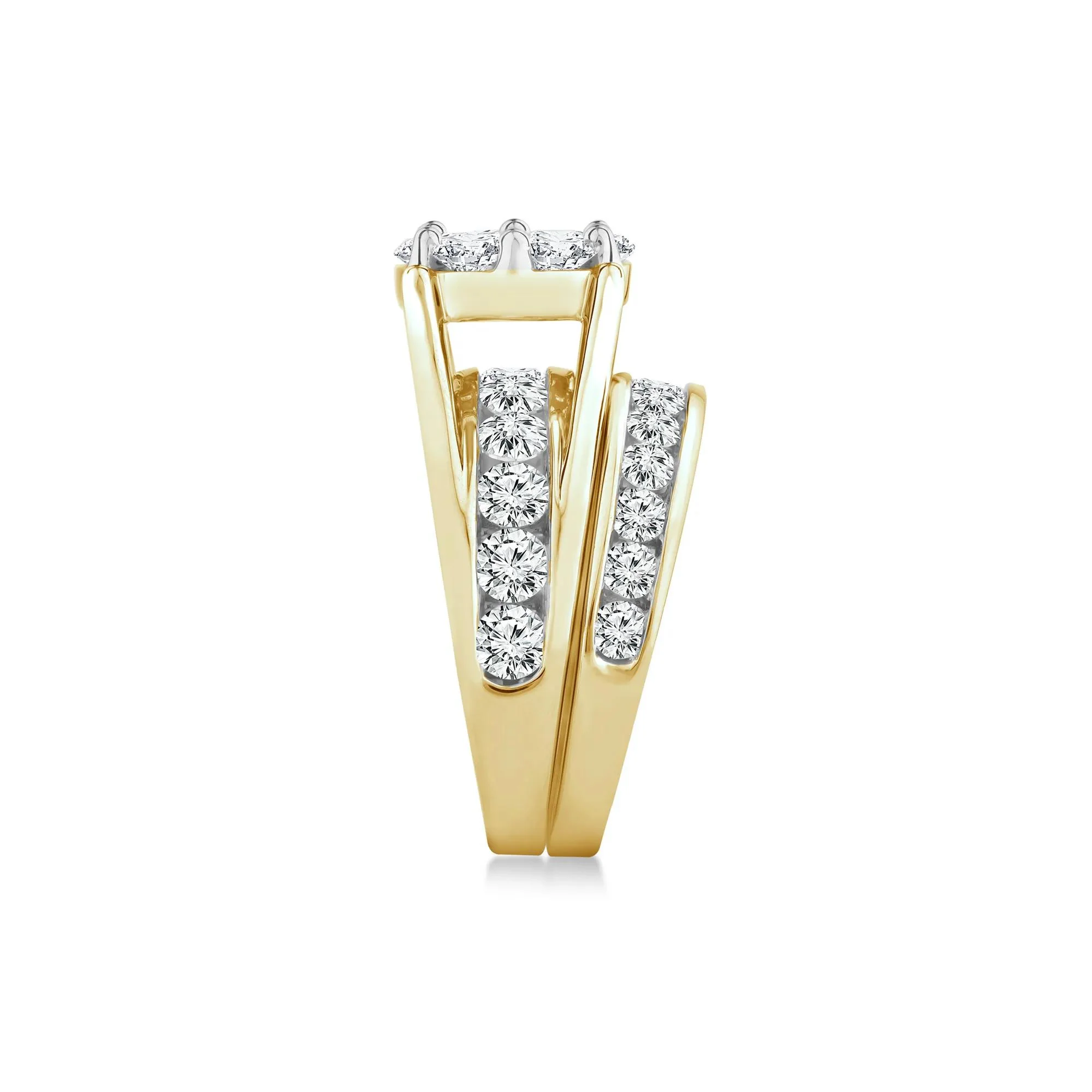 3 CT. Tw. Lab Grown Multi-Diamond Engagement Ring Set 10K Yellow Gold Round Brilliant Cut Size 7.5 3mm - Image 3