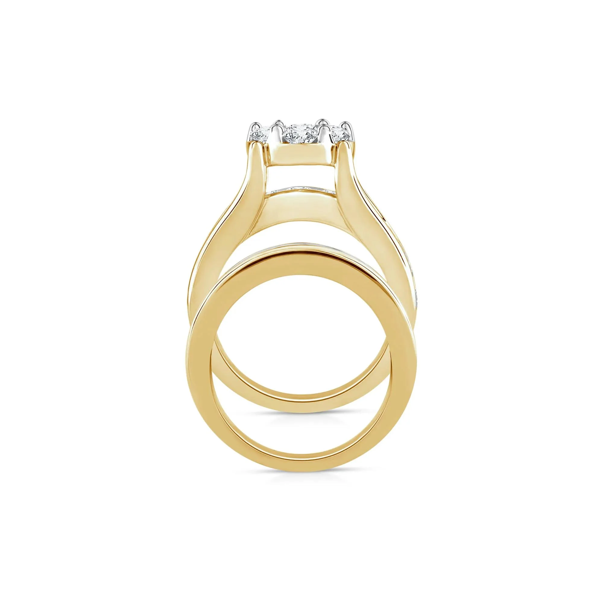 3 CT. Tw. Lab Grown Multi-Diamond Engagement Ring Set 10K Yellow Gold Round Brilliant Cut Size 8 3mm - Image 2